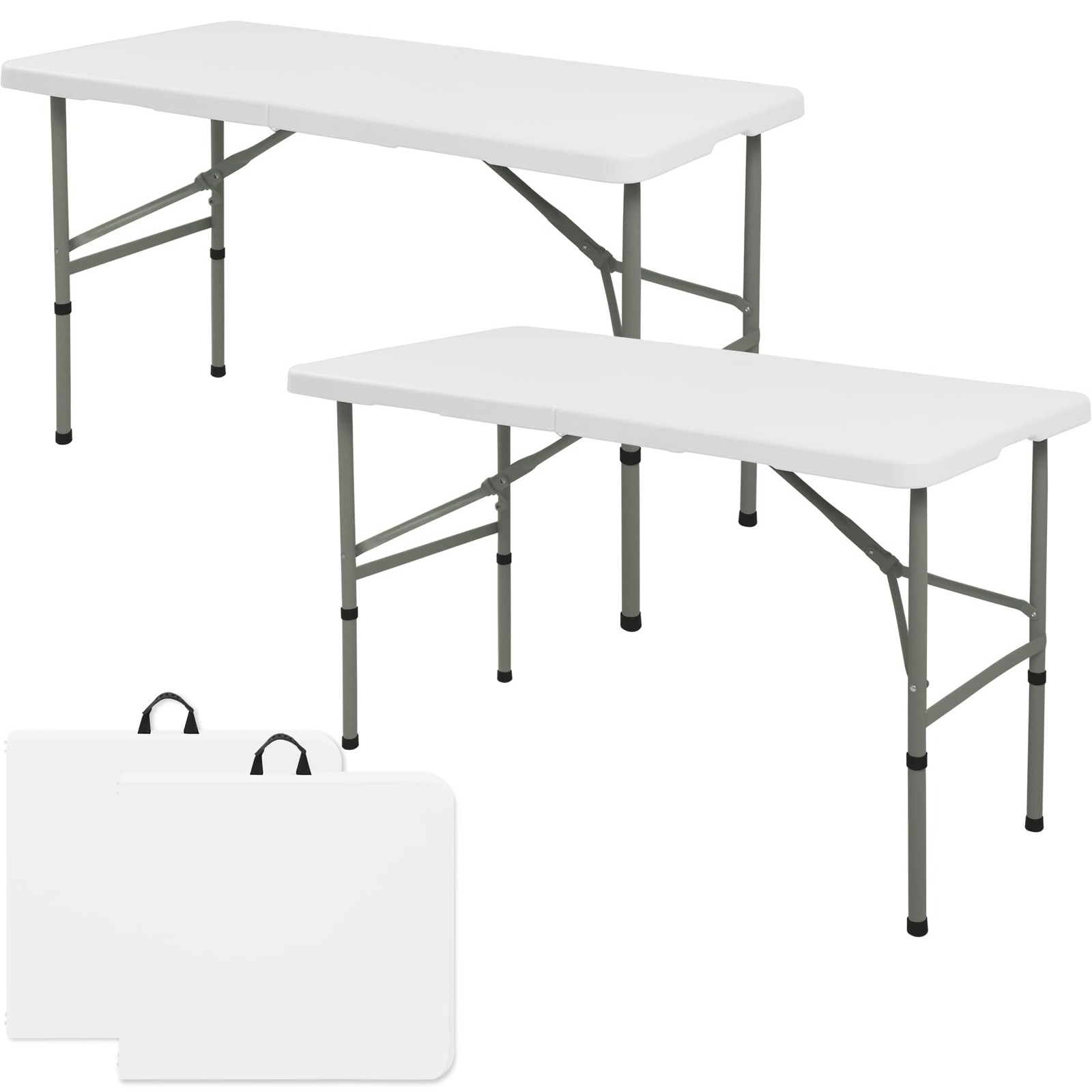 Set of 2 Folding Table 4FT Camping Portable Heavy Duty 4 FT, White