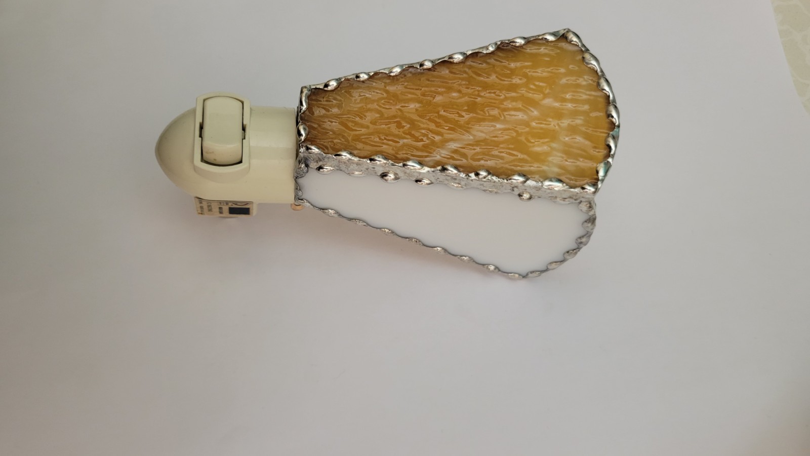 Amber Texture Night Light: Handmade Stained Glass Plug-In