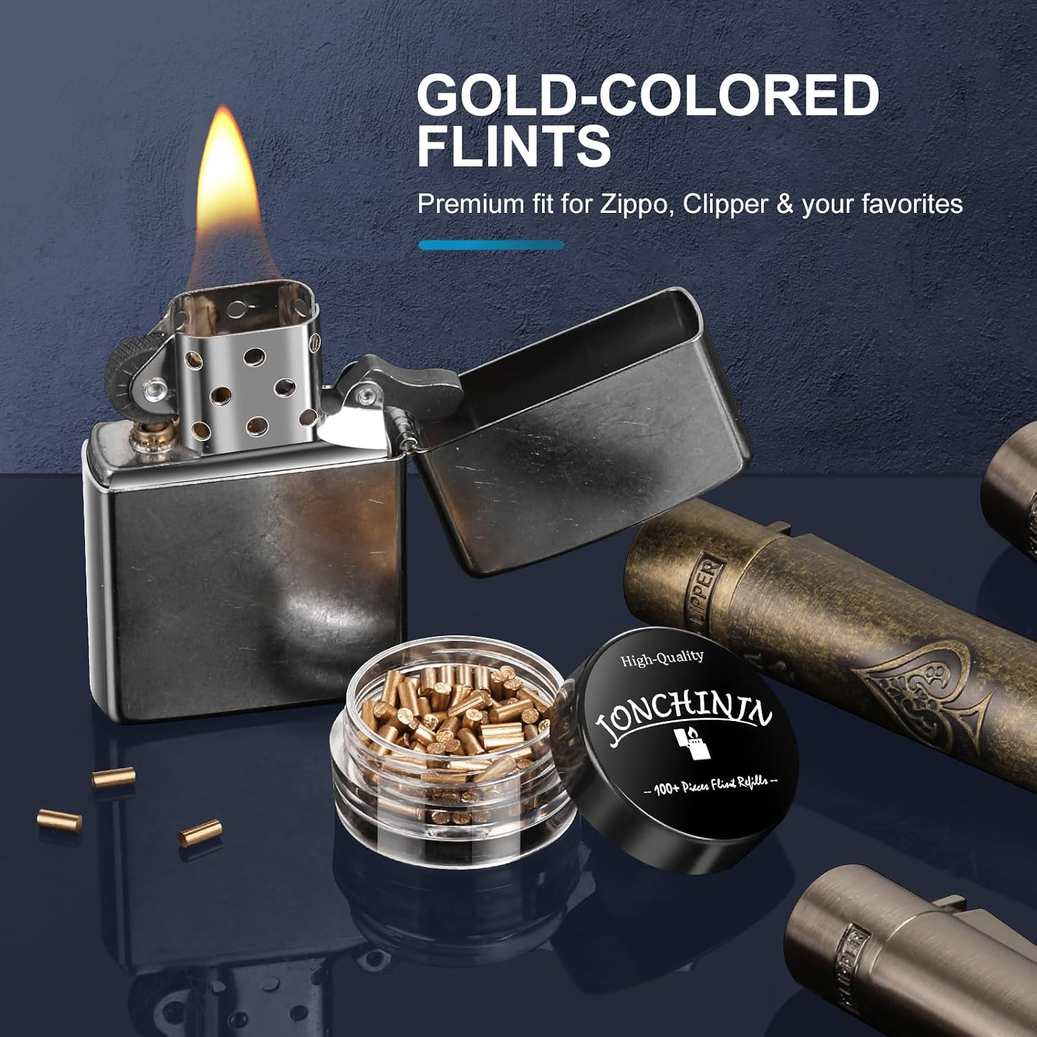 Lighter Flints 100+ Pcs, Premium Flint Replacement Refills, Multi-Brand Compatib