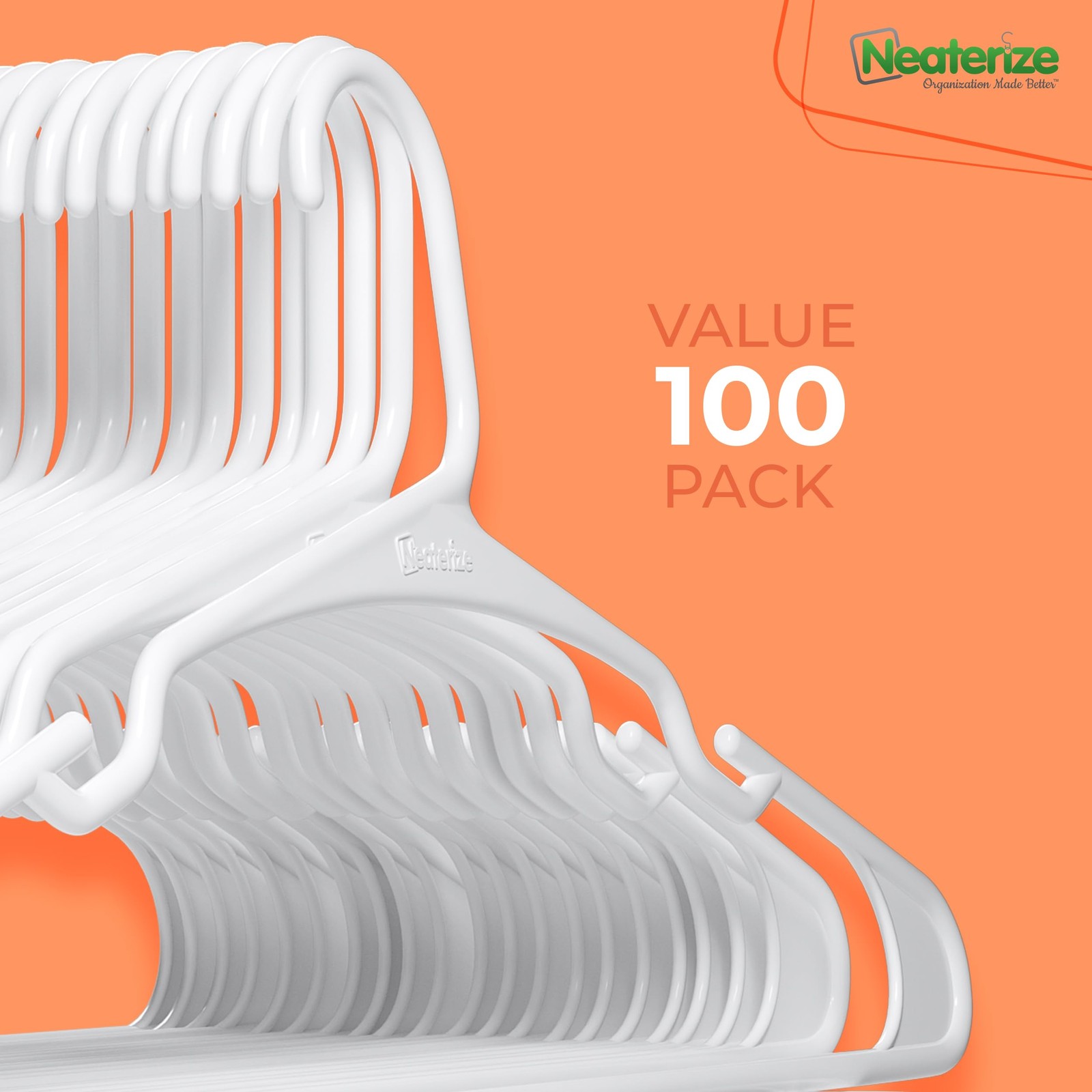 Clothes Hangers Plastic 100 Pack for Adults Plastic Hangers, The Perfect Coa...
