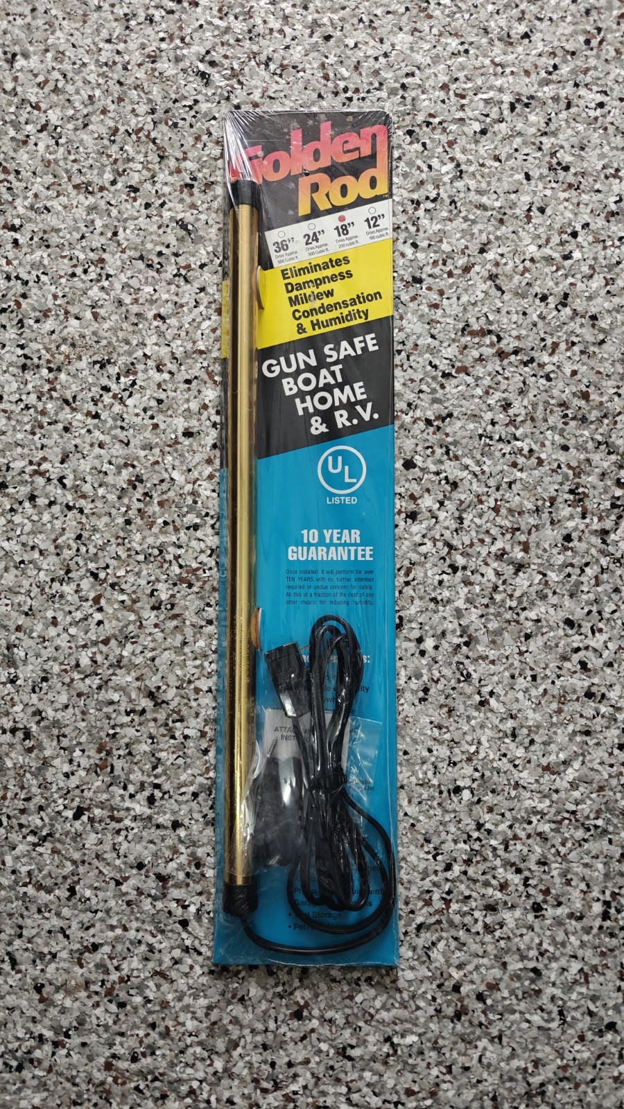 Lockdown Golden Rod Original Dehumidifer 18" For Safe Curio NIB