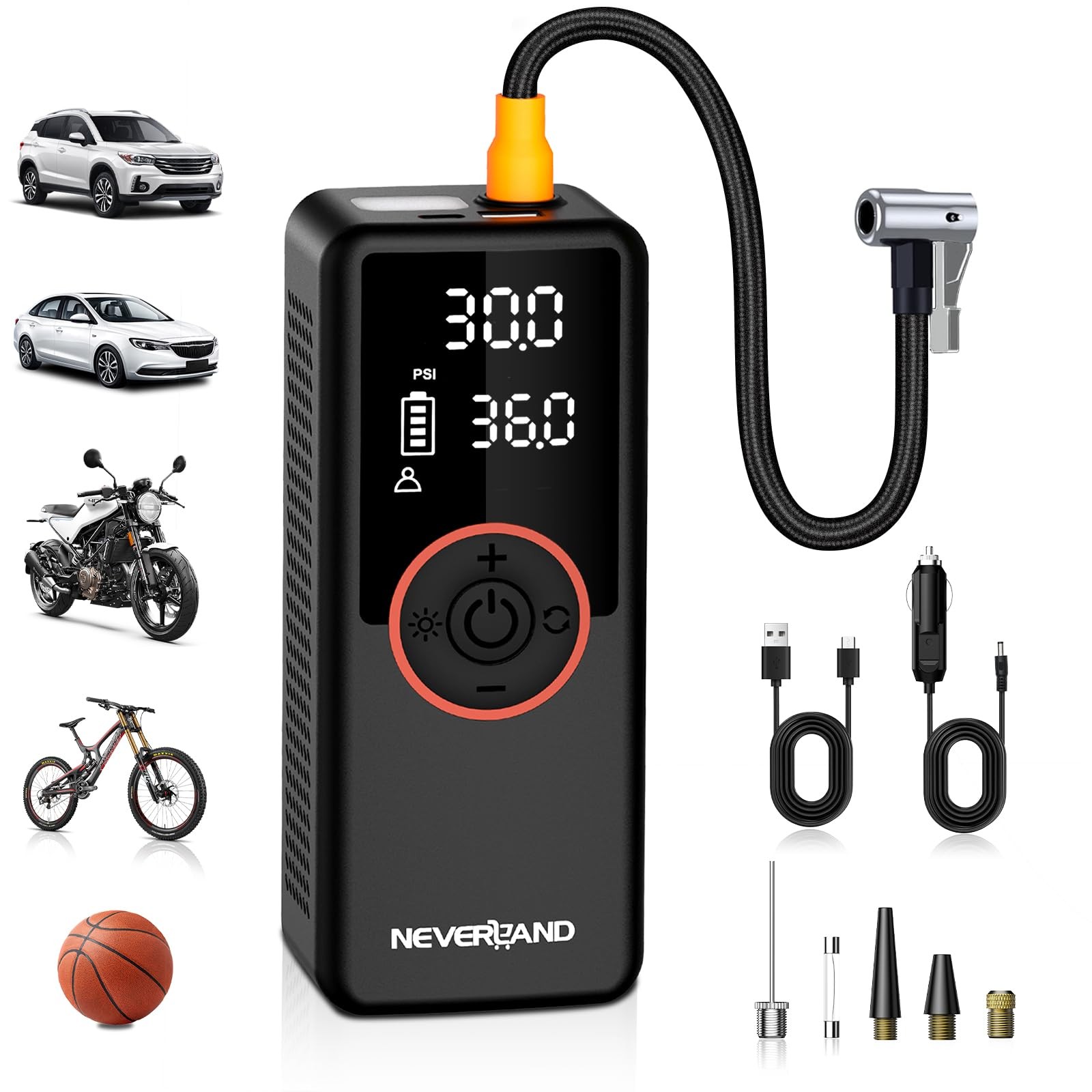 NEVERLAND Portable SUV Tire Inflator, 180PSI, Carry Size, Red