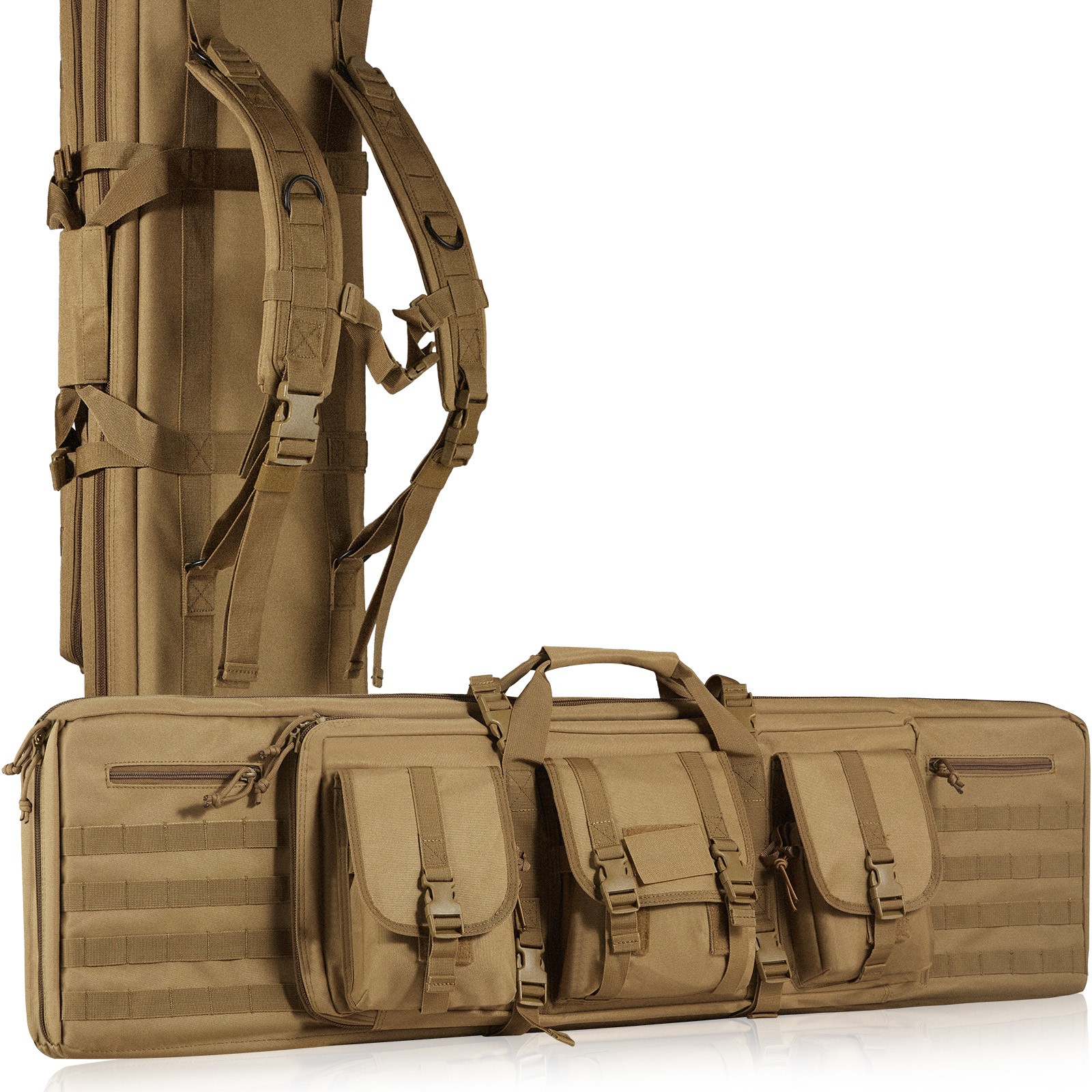 Uimoso Rifle Bag 42 inch Tactical Double Long Gun Bag for 2 Rifles & 2 Pistols