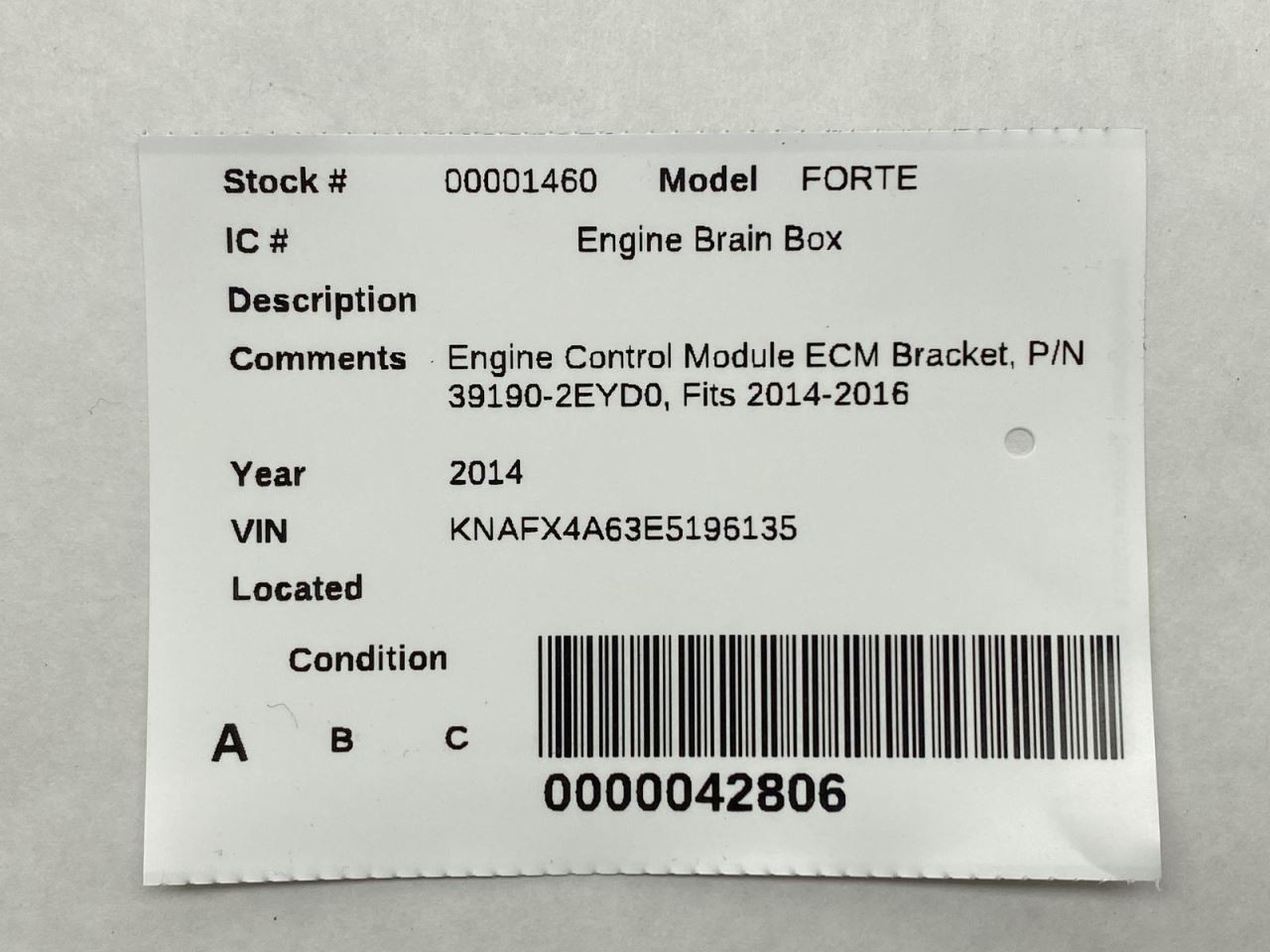 Engine Control Module Bracket 39190-2EYD0 Fits 2014-2016 Kia Forte Sedan 85879
