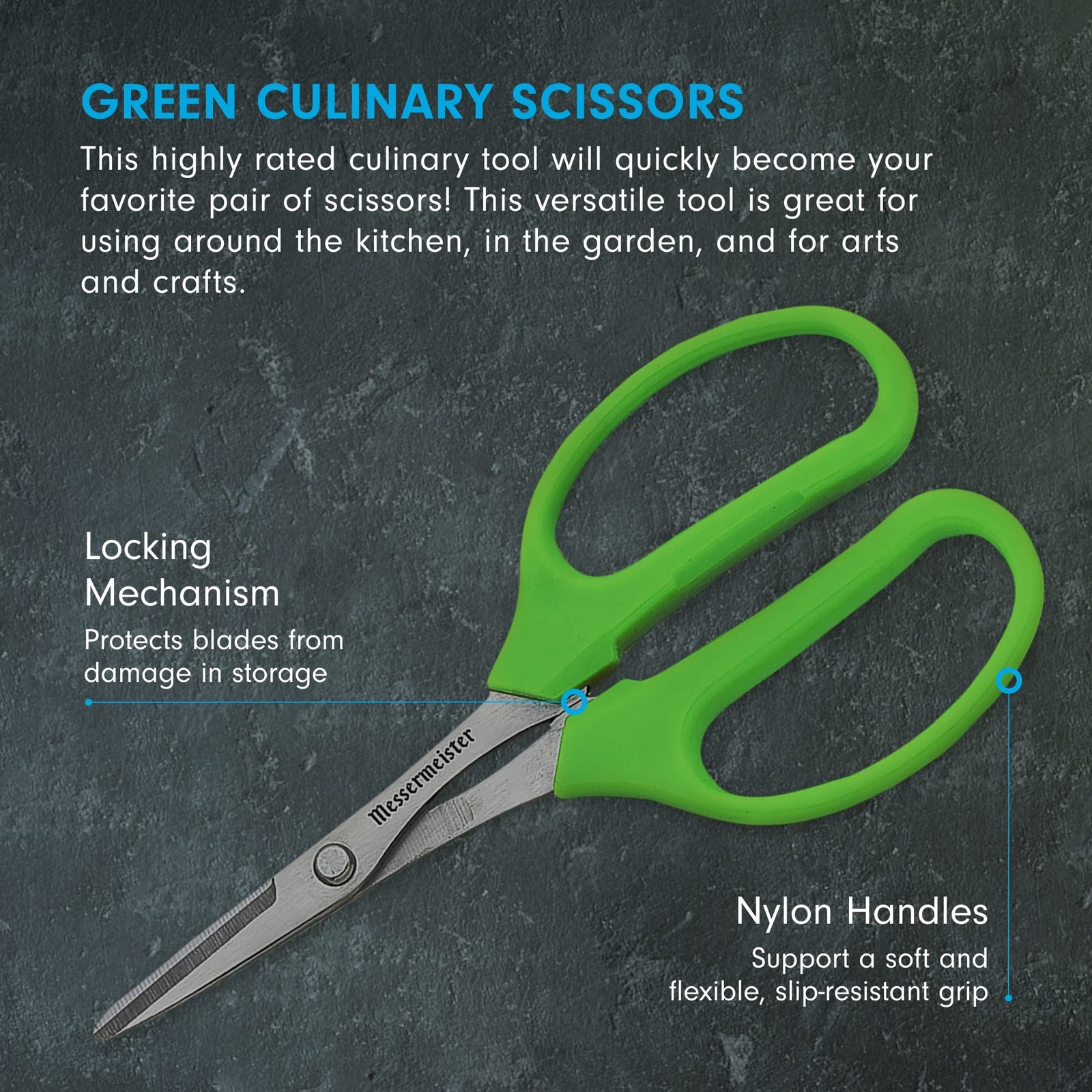 Messermeister 6-Inch Culinary Scissors, Green - All-Purpose Kitchen Scissors ...