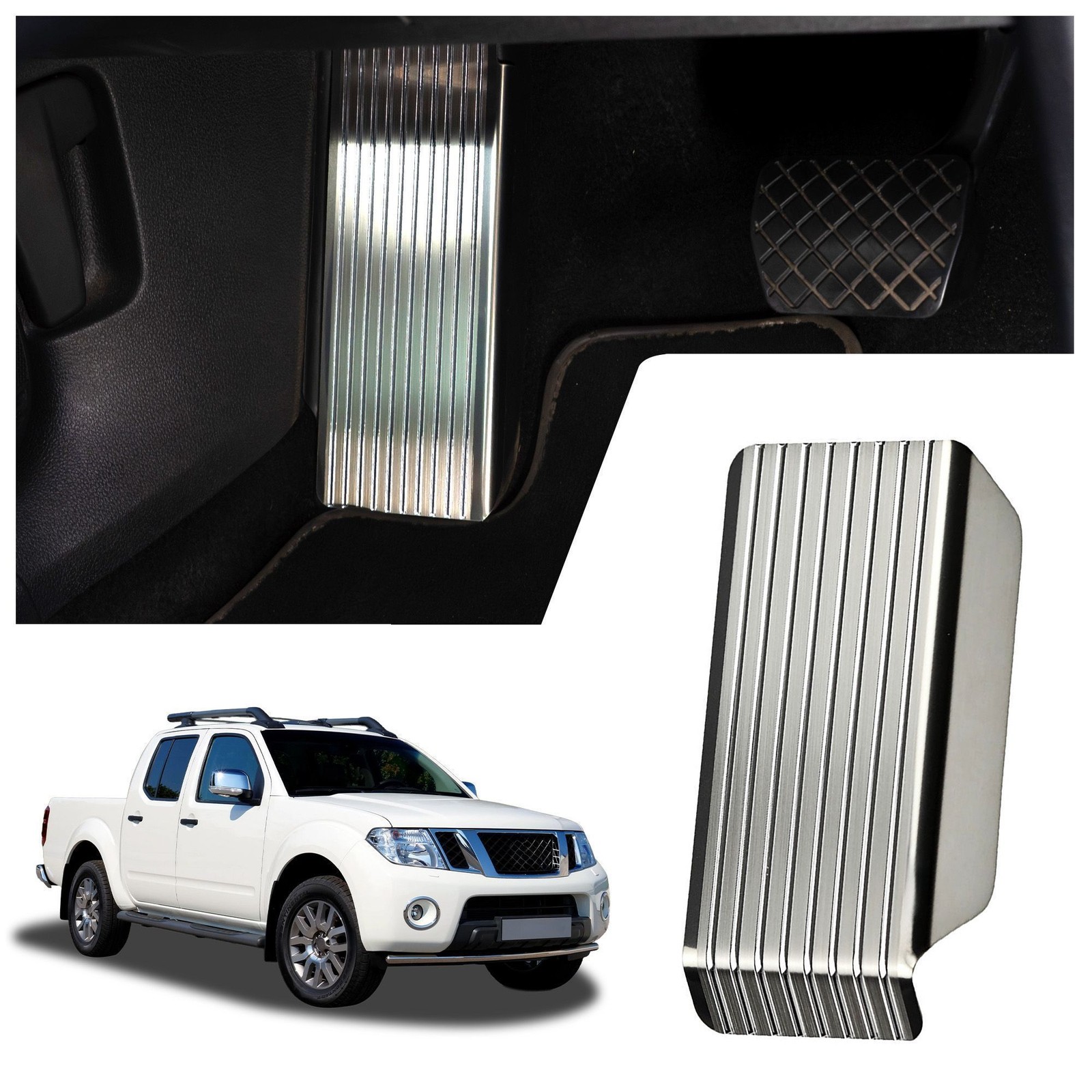 Footrest Plate for Nissan Navara Pick-up (D40) 2005-2015 Brushed Silver