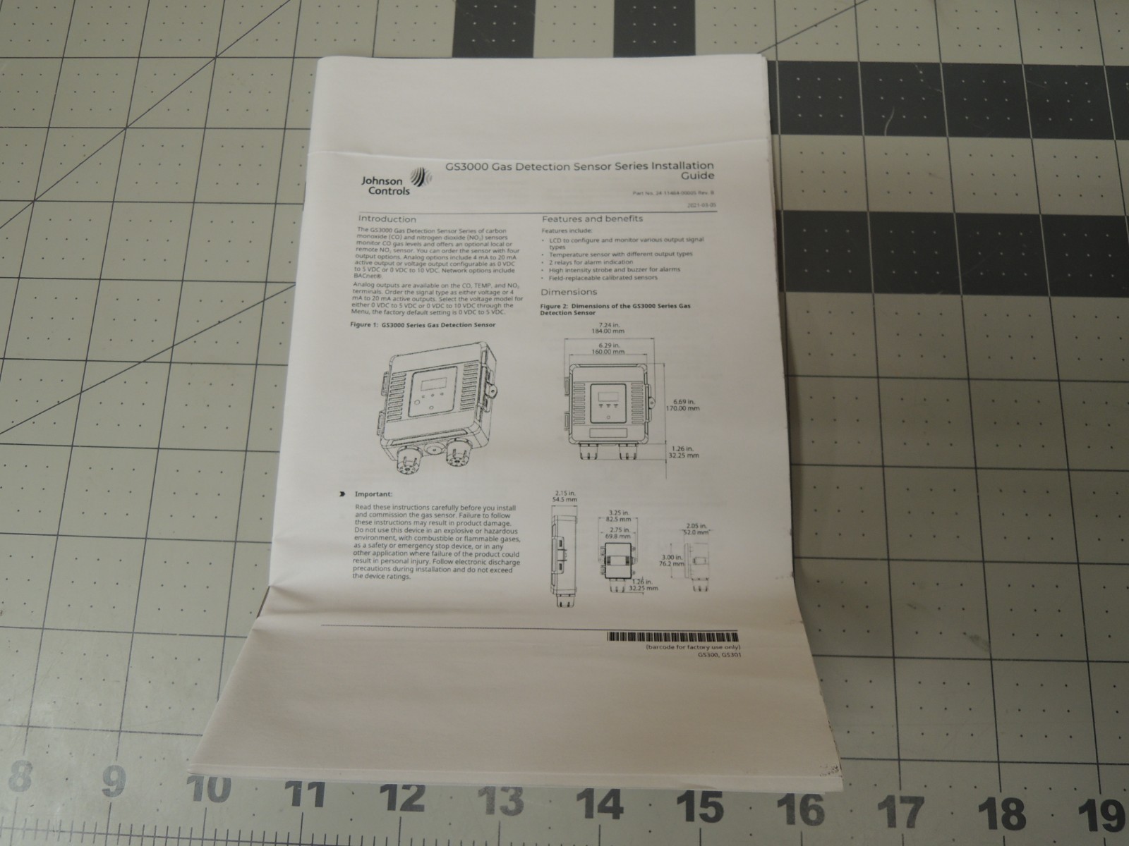NEW Johnson Controls GS302QMXIR2A Dual CO/NO2 Gas Sensor & Temperature Sensor