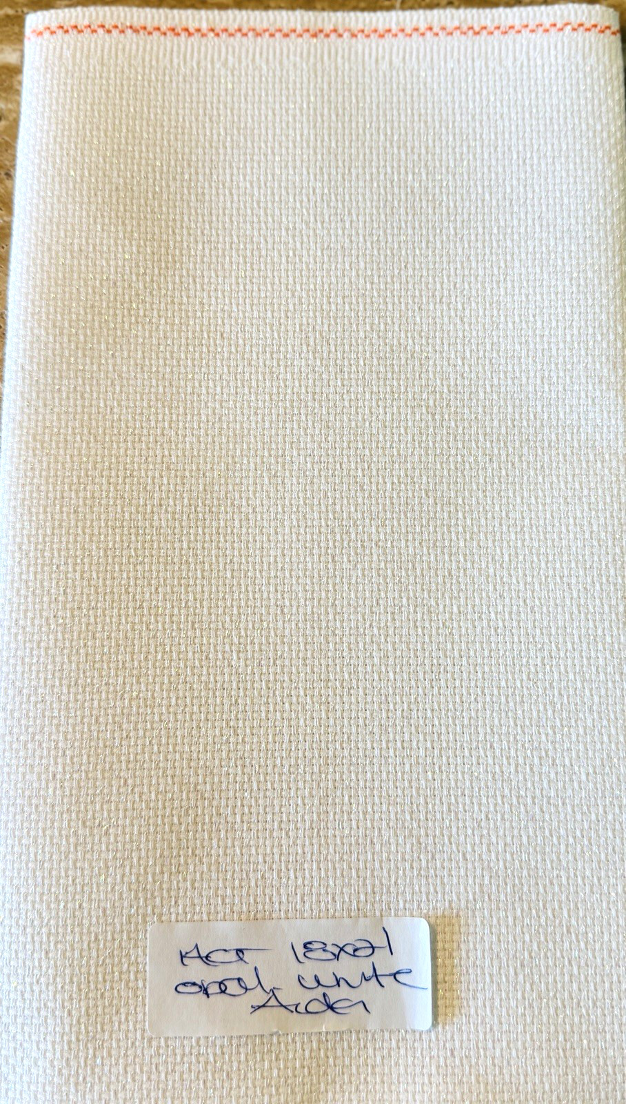 White Opalescent Zweigart Aida 14 count 18” x 21” Cross Stitch Fabric