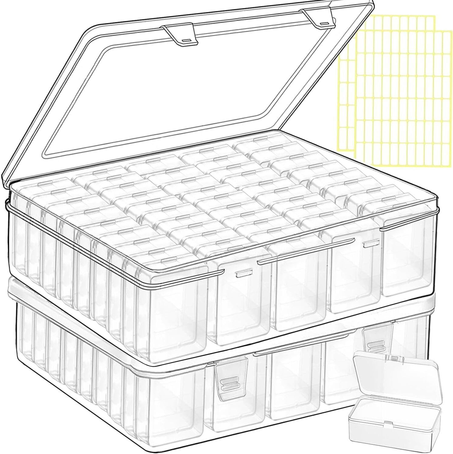 Bead Storage Containers, 92 Clear Plastic Bead Organizer Box With Hinged Lid,Bra