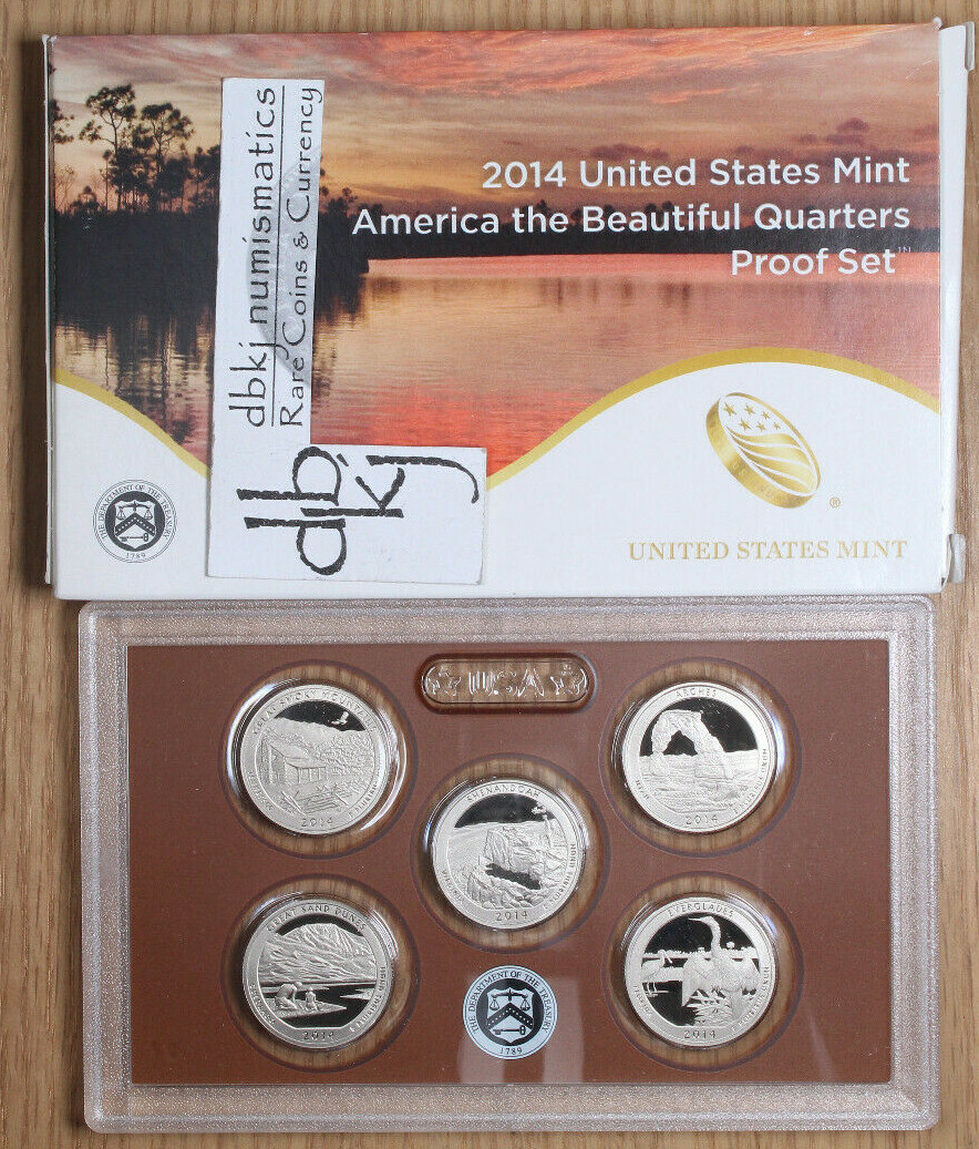 2014 S America The Beautiful Clad Quarters Proof Set - US Mint - 5 Coins - OGP