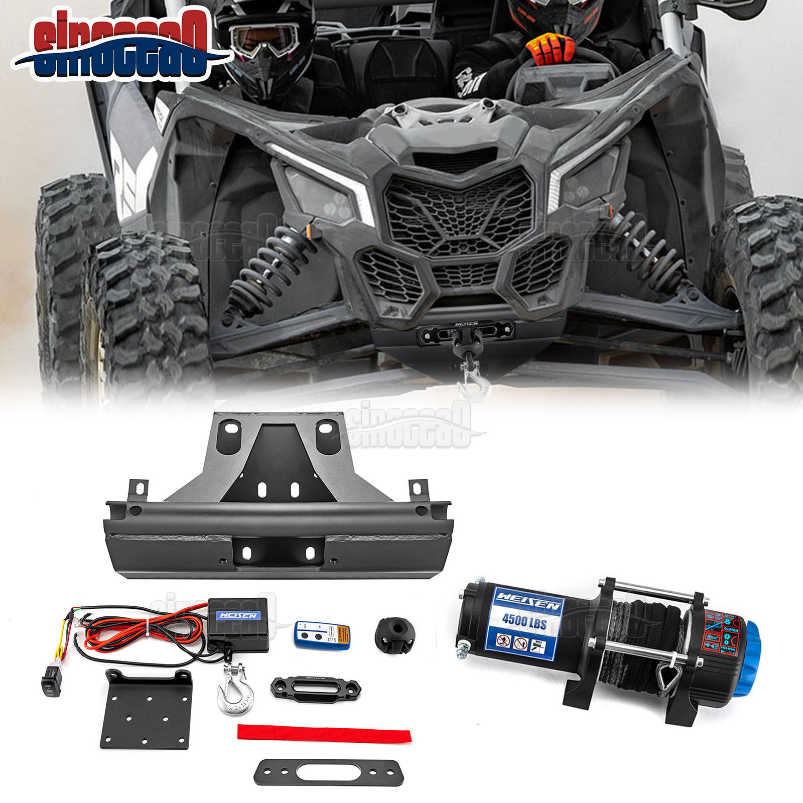 UTV 4500lb Electric Winch Mount Combo Kit For Can-Am Maverick X3 Max 2017-UP
