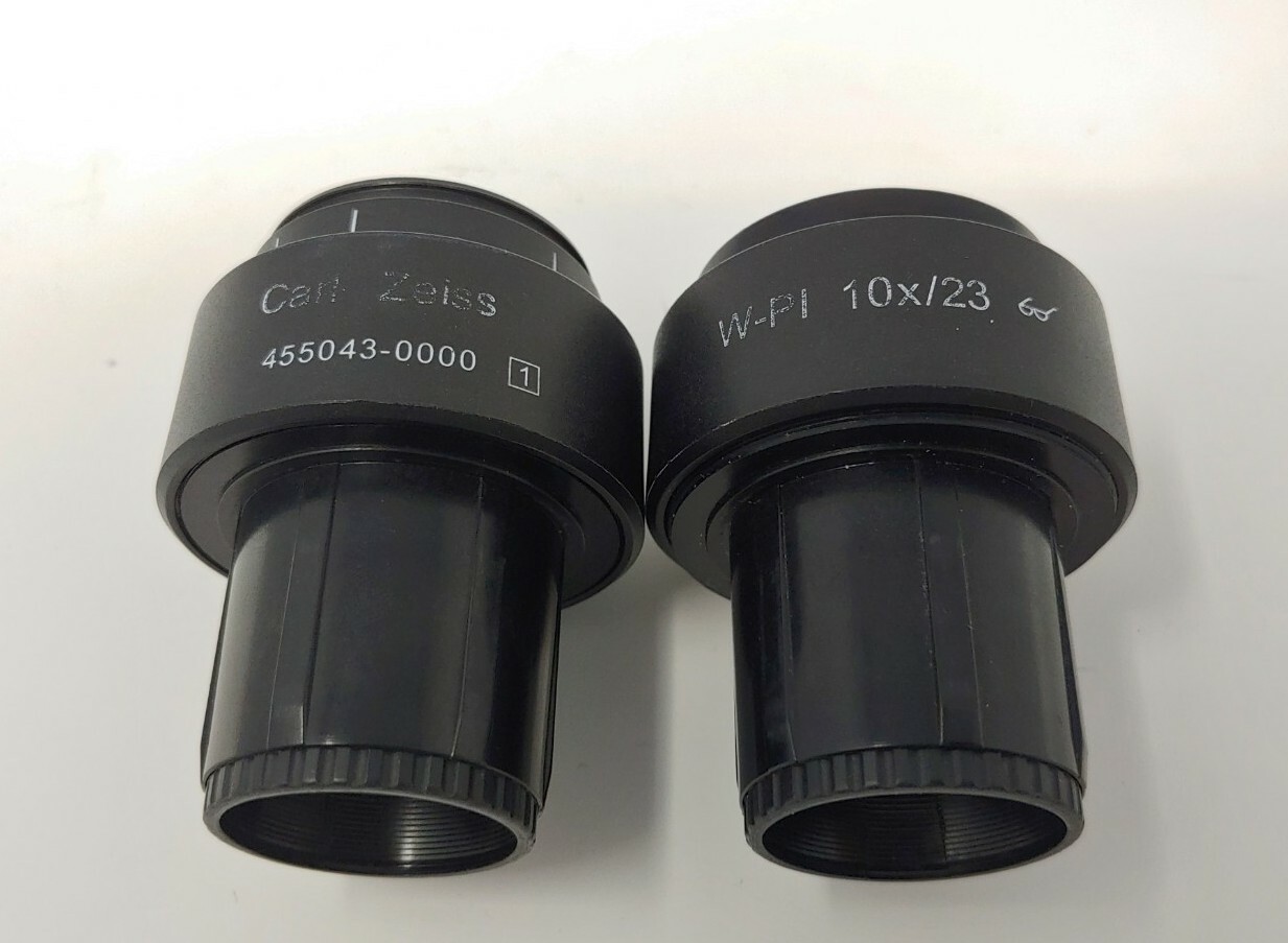 Pair of Carl Zeiss W-PL 10X/23 Microscope Eyepieces Reticle 455043 45 50 43