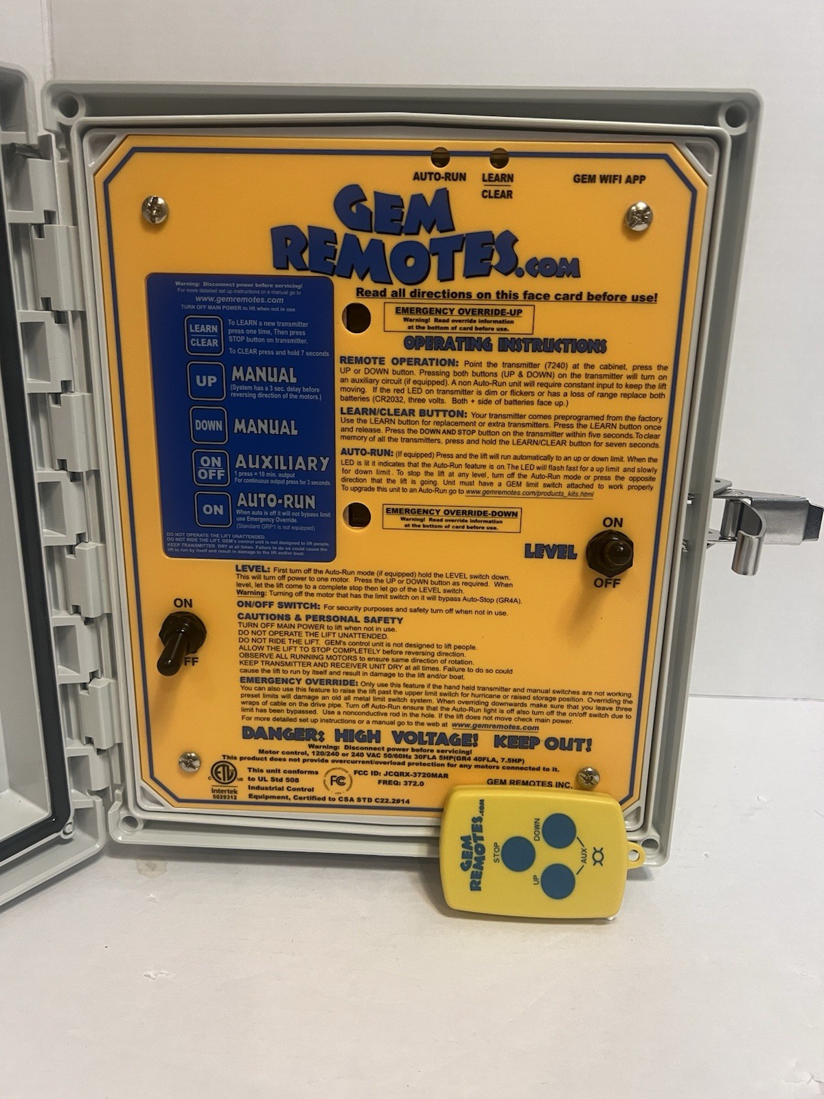 GR2A Double Motor Boat Lift Remote With Auto Stop System Gem Remotes