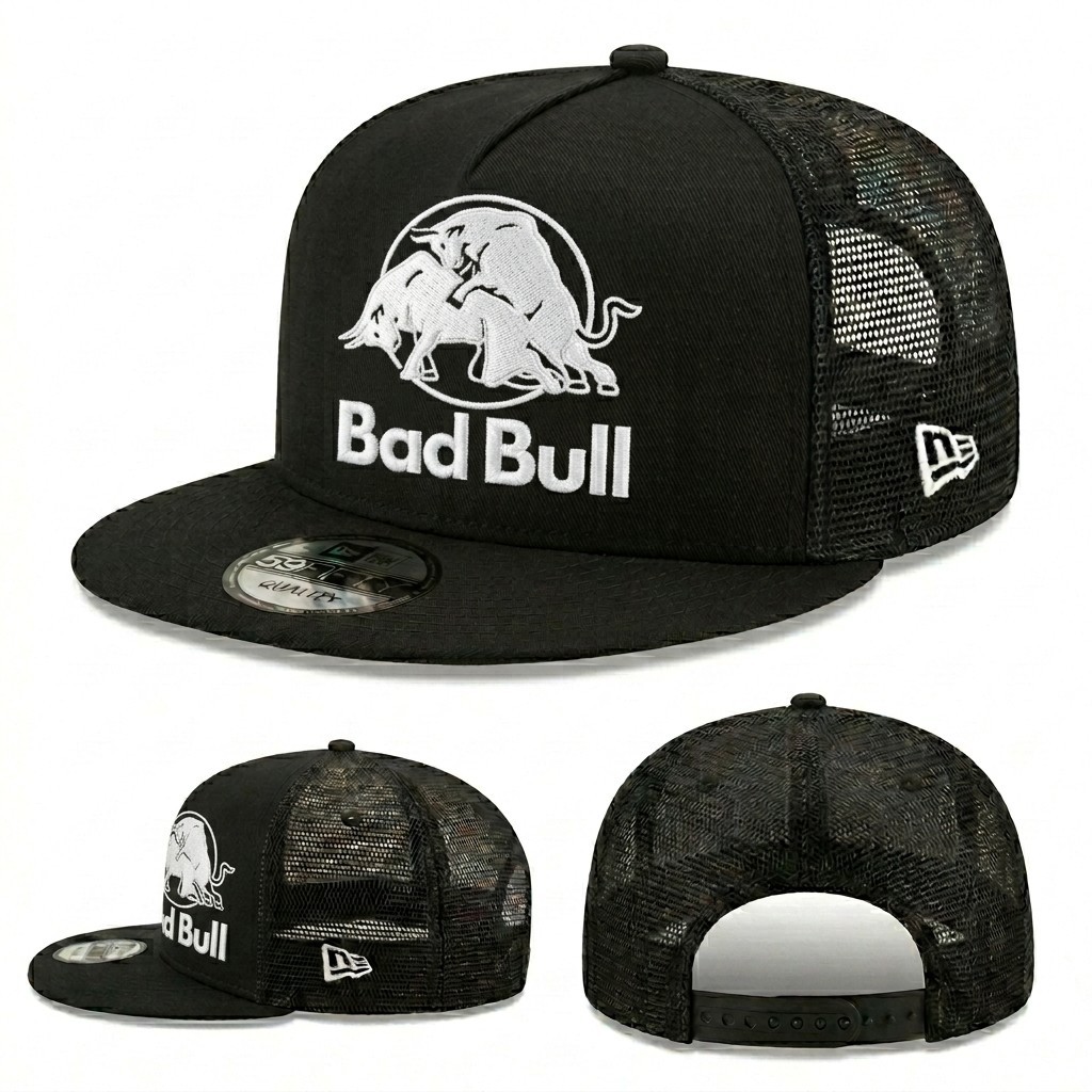 Bad Bull Racing Inspired New Era 59FIFTY Black Mesh Trucker Hat