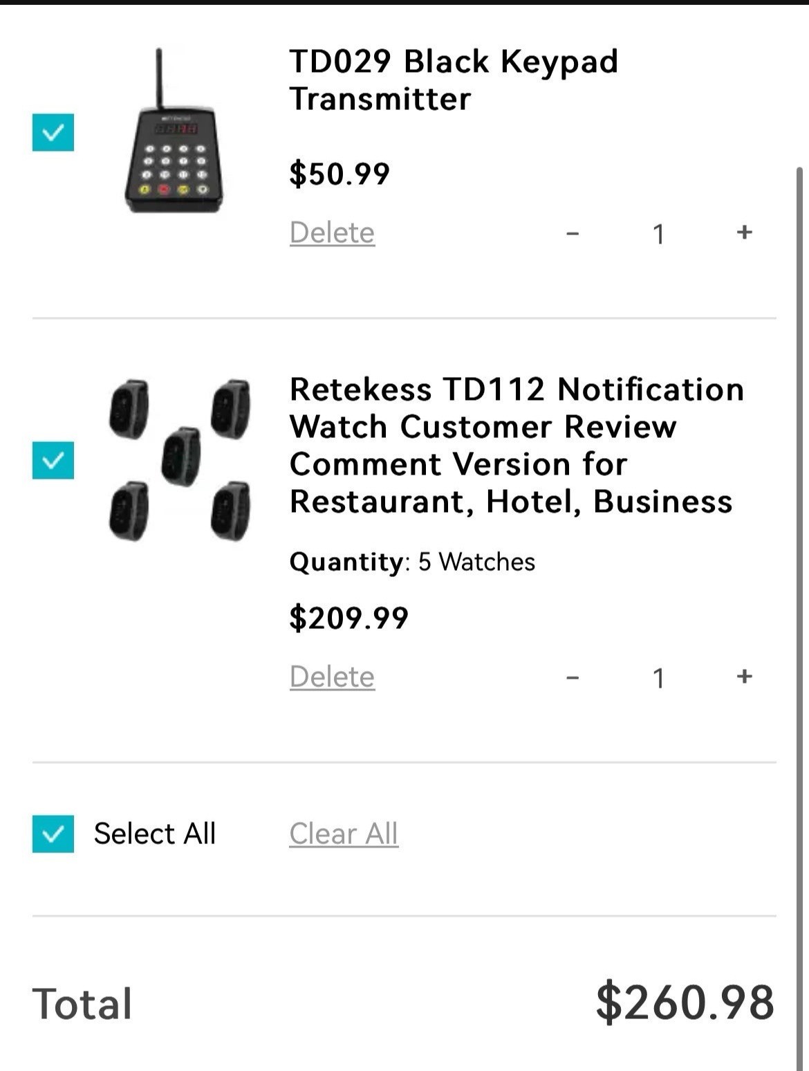 Retekess TD029 Wireless Calling System for 5 Pack TD112 Watch