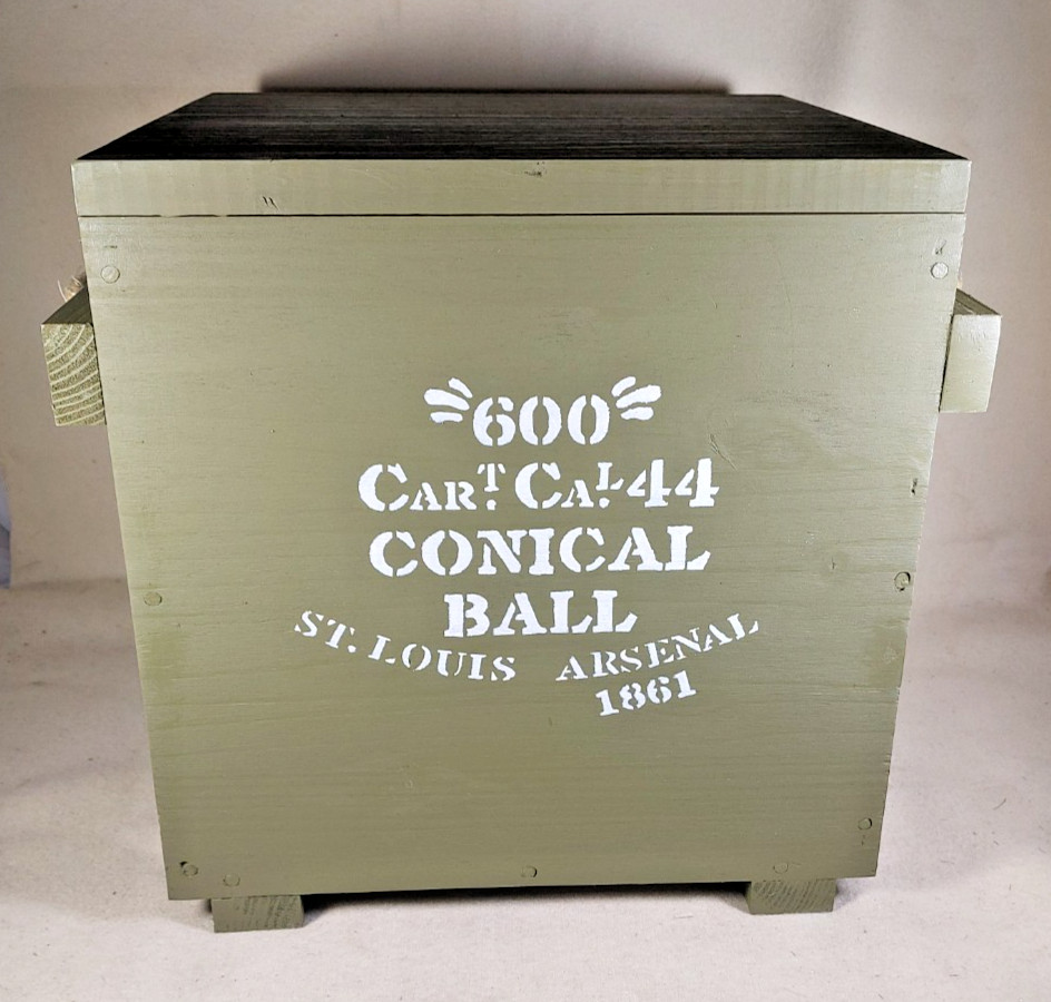 600 Cart. Cal. 44 Conical Ball ST. Louis Arsenal Green Wood Box - Civil War