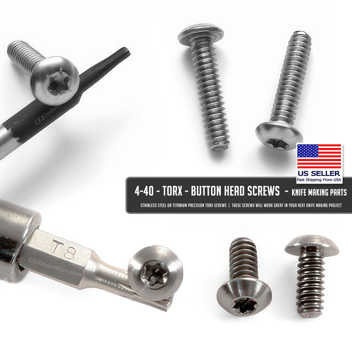 4-40 - TORX - Button Head Screws - Knife Making Parts - 25 Count