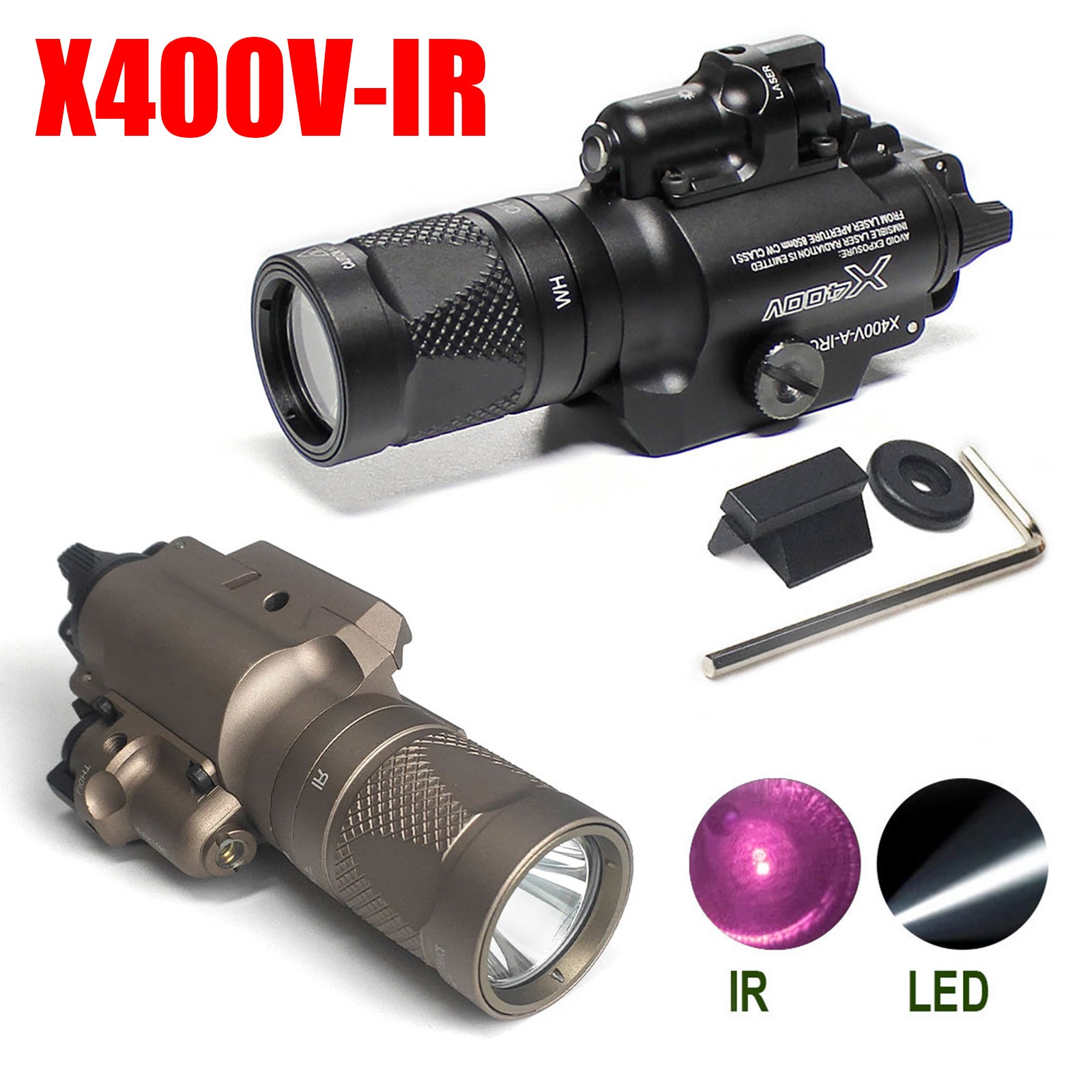 X400 Ultra Weapon Light X400V-IR Flashlight For Pistol - IR / LED / Red Laser