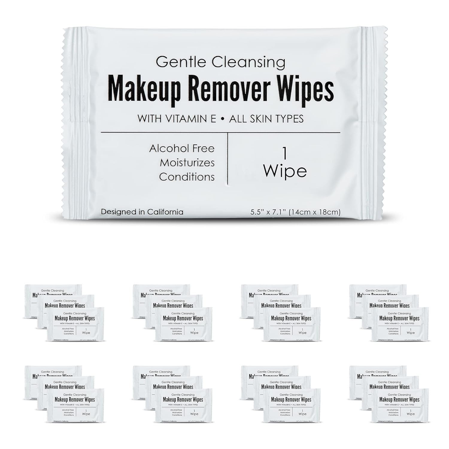 Bulk Makeup Remover Wipes | 50 Count | Individually Wrapped, Gentle Cleansing...