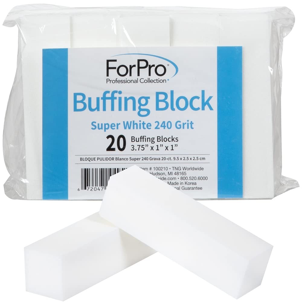 ForPro Professional Collection Super White Buffing Block, 240 240 grit,
