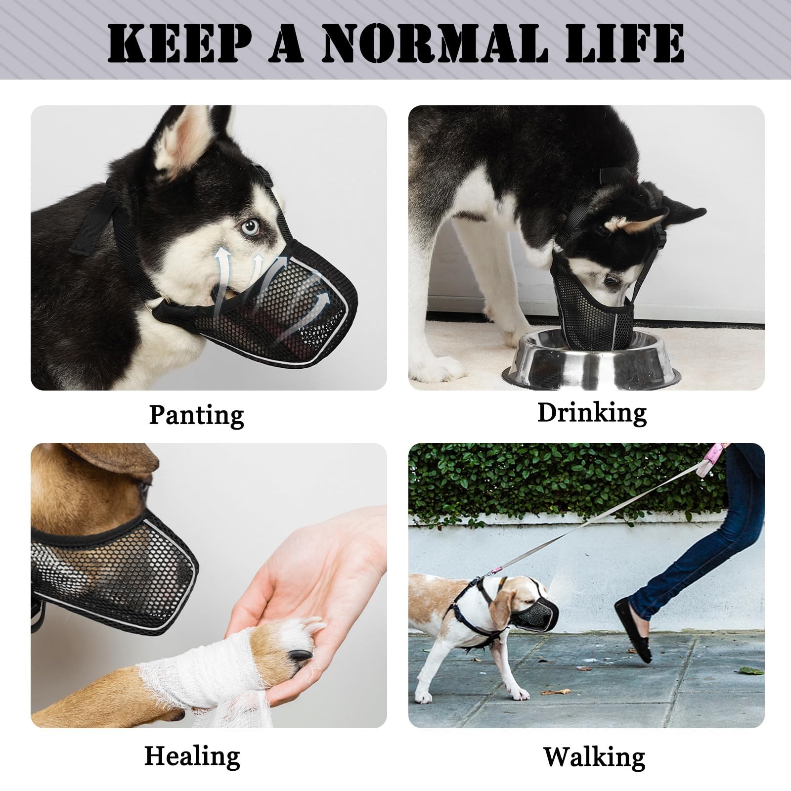 Dog Muzzle, Mesh Soft Muzzles for Large Medium Small Dogs Poodle Husky Doberm...