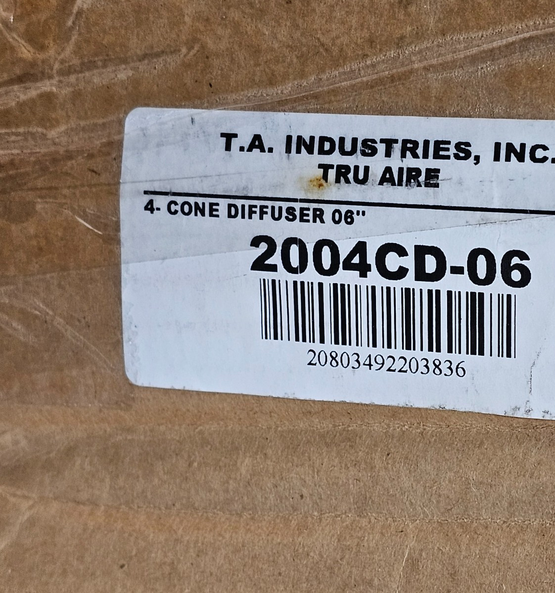 TRUaire 2004CD-06 24" T-BAR LAY IN CONE STEP DOWN DIFFUSER 6" Collar