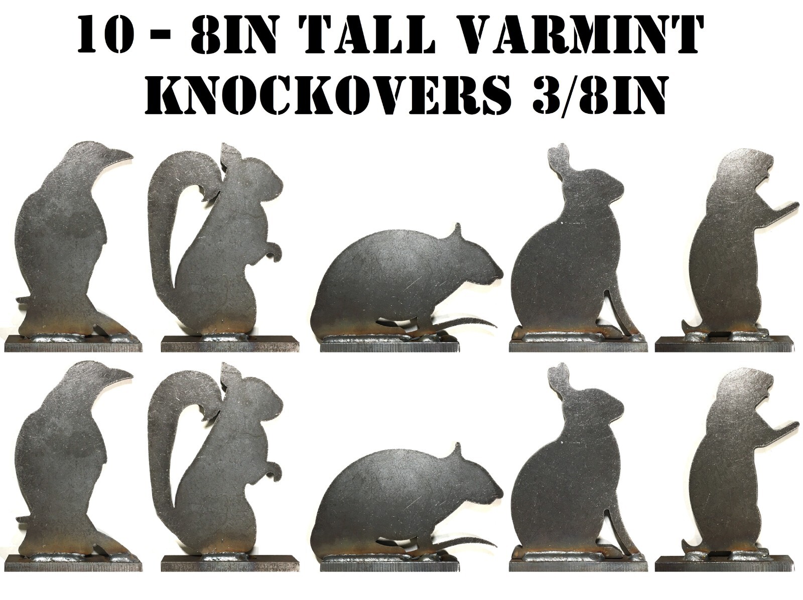 Varmit/Animal Silhouette Knockovers - 3/8in. Thk. Steel Pistol Shooting Targets