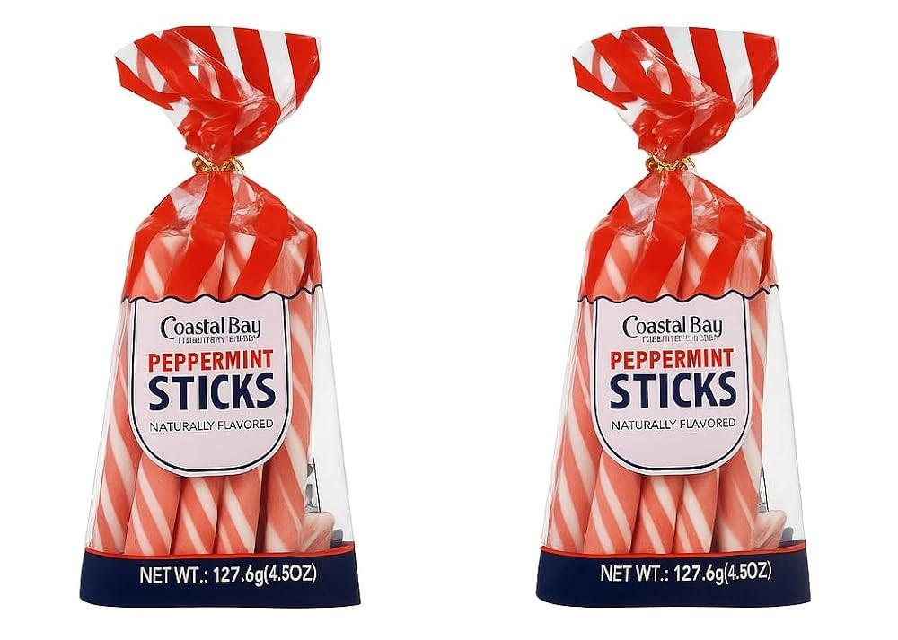 Coastal Bay Peppermint Sticks 2-PACK Red & White Striped Candy 9 oz BB 04/2027
