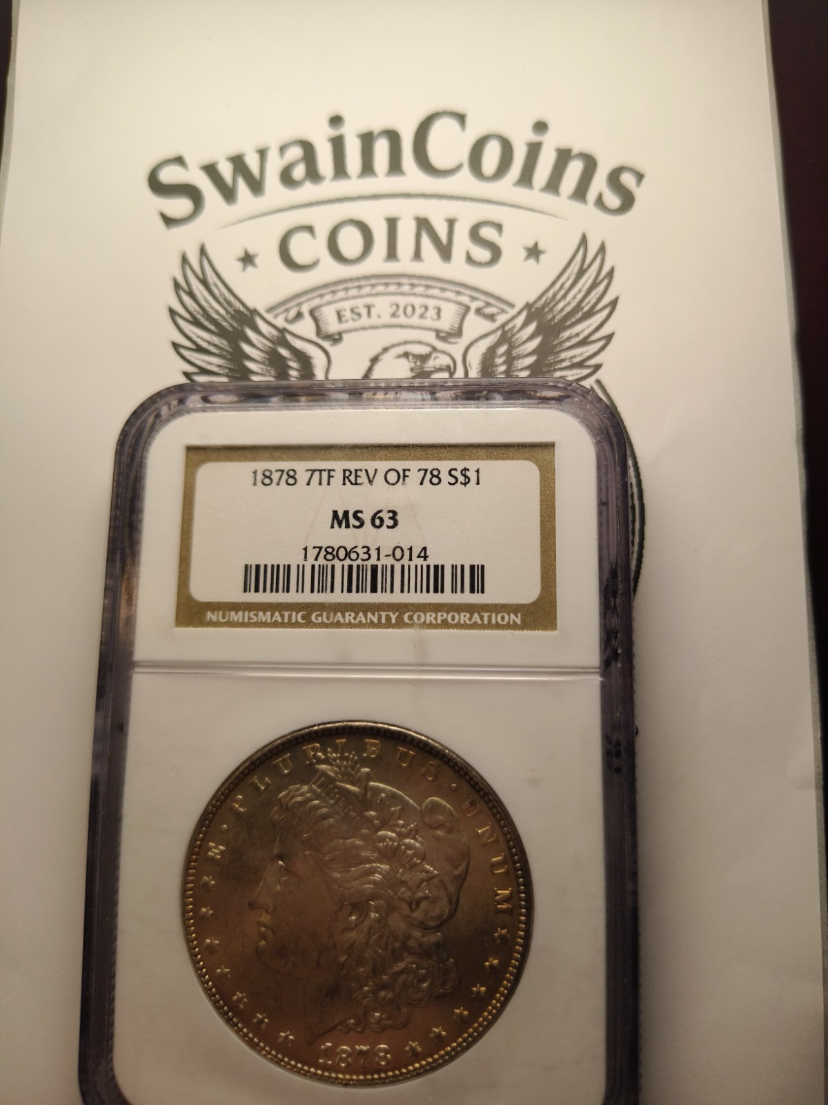 NGC 1878 Morgan Silver Dollar $1 MS63 7TF REV OF 78 E10-58