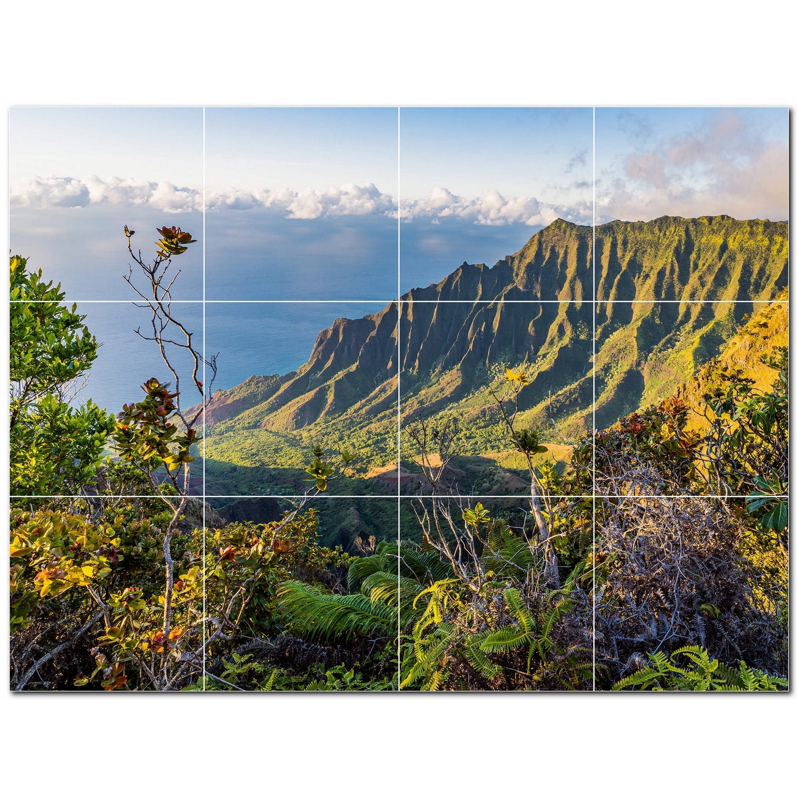 Beach Ceramic Tile Wall Mural PT500049. 24" W x 18" H (12) 6x6 tiles