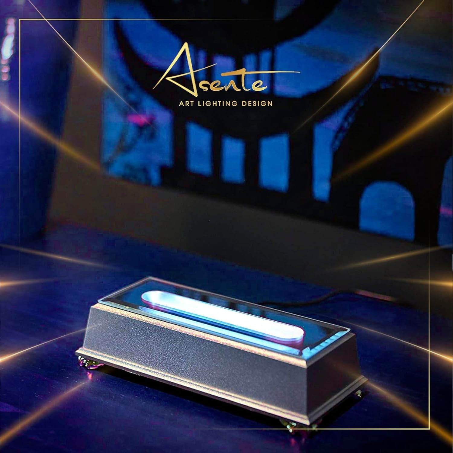 LED Lighted Display Base for Glass Art, Acrylic Centerpieces, Matte Black