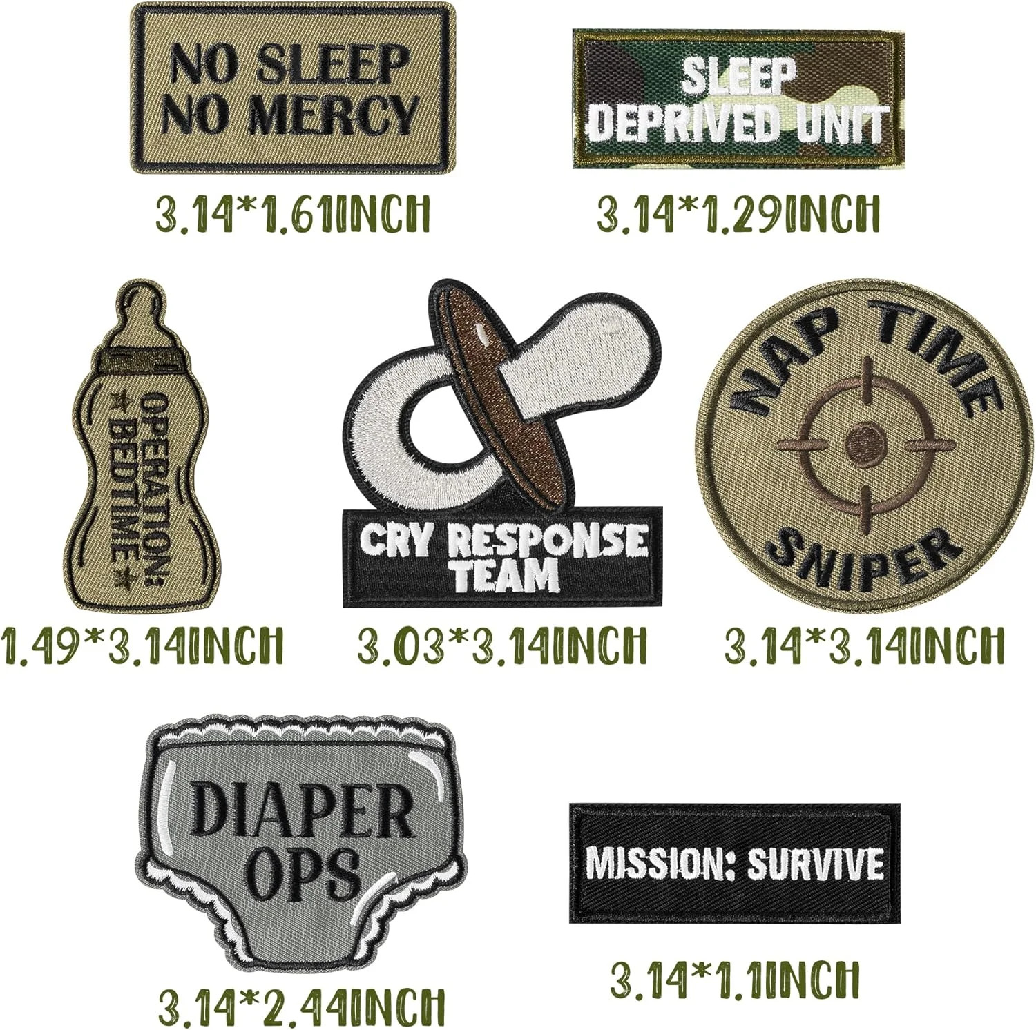 7Pcs Funny Daddy Mommy Tactical Patches with Hook and Loop Cute Pacifier Bottle