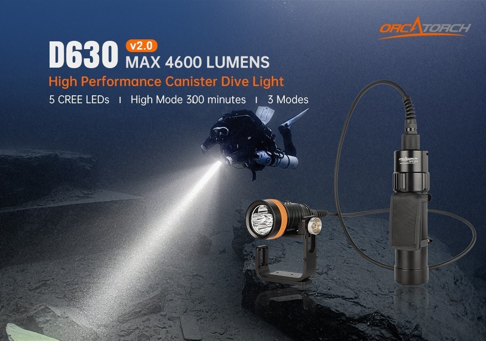 OrcaTorch D630 V2.0 4600 Lumens Canister Light