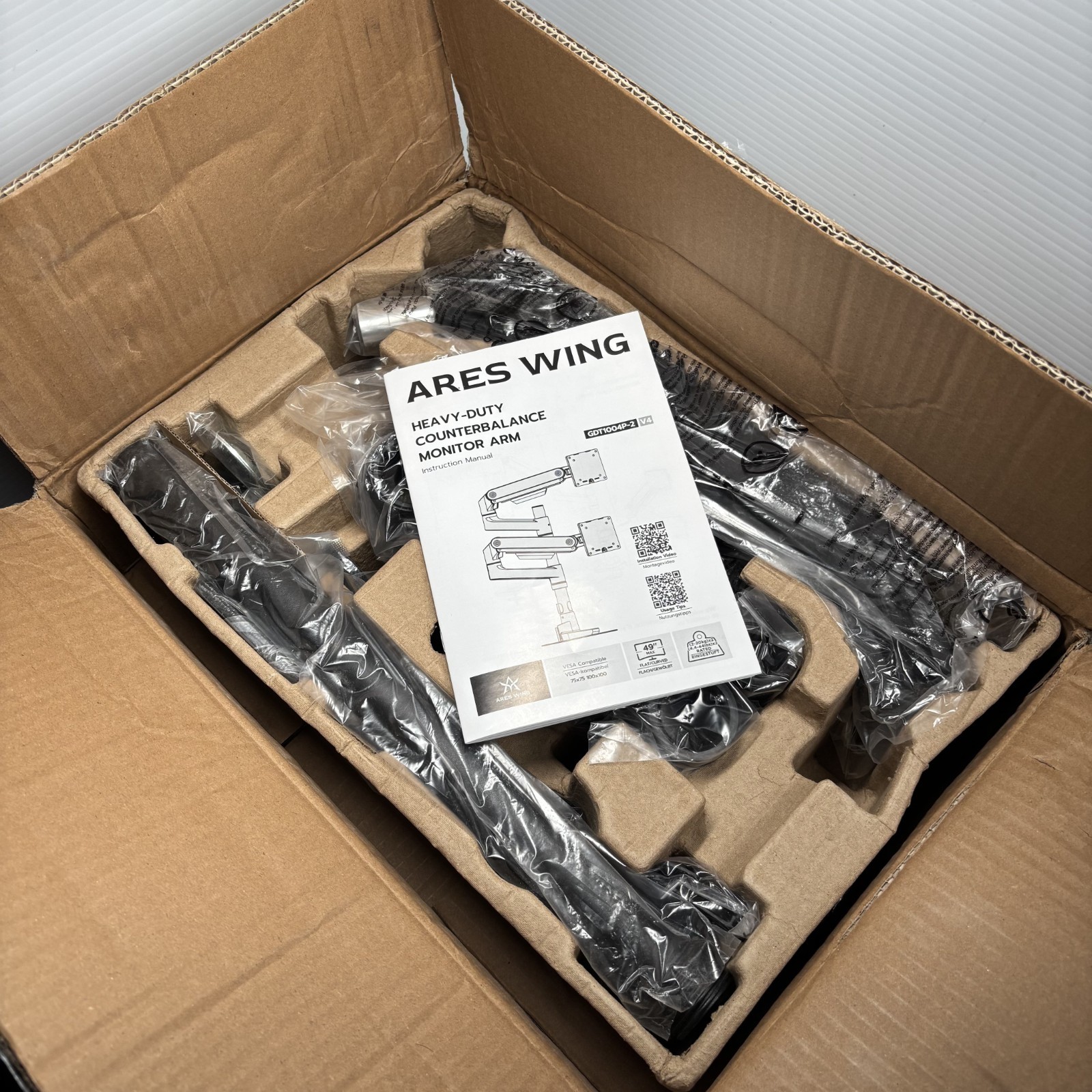 Ares Wing Dual Counter Balance Monitor Arm Black GDT1004p-2BK OPEN BOX