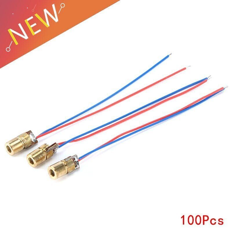 10/100pcs 650nm 6mm 3V/5V 5mW Adjustable Laser Dot Diode Module Red Copper Head
