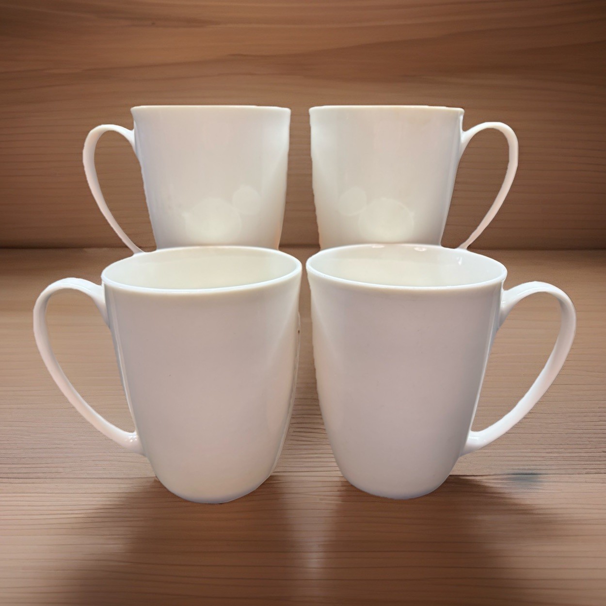 Pier 1 New Essentials White Coupe Coffee Mug 6722644 Set of 4 Porcelain NOS