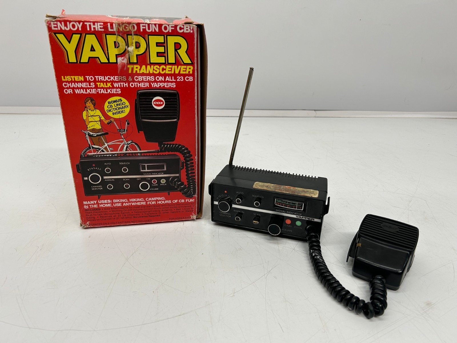 Vtg Cox Yapper Transceiver #3610 CB Radio Toy Walkie Talkie For Bicycle W/ Box