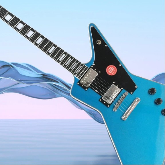 Metallic Blue 6-String Solid Body Electric Guitar Rosewood Fretboard HH Pickups