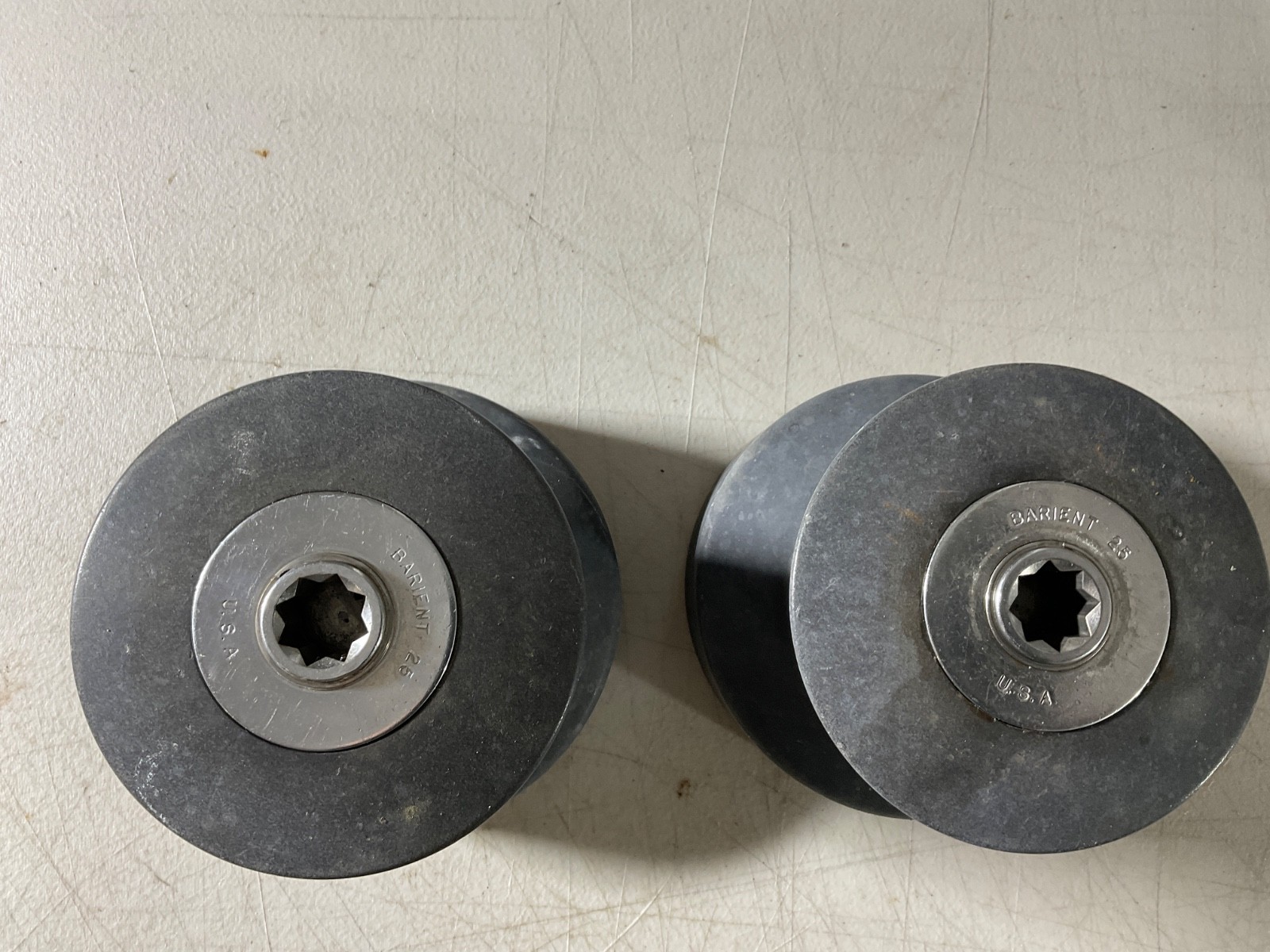 Pair Barient 25 winches. Aluminum. Double speed. Bronze internals. 2 winch hndls