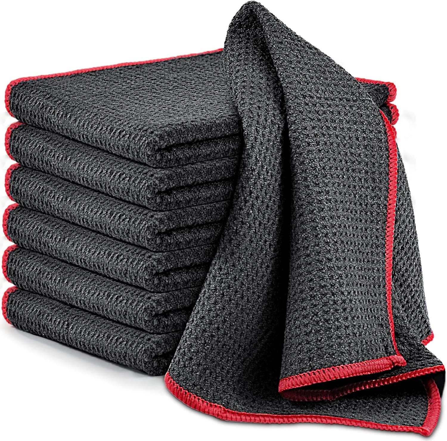 Absorbent Microfiber Cleaning Cloths - Quick Drying, 12x12, 6 Pack