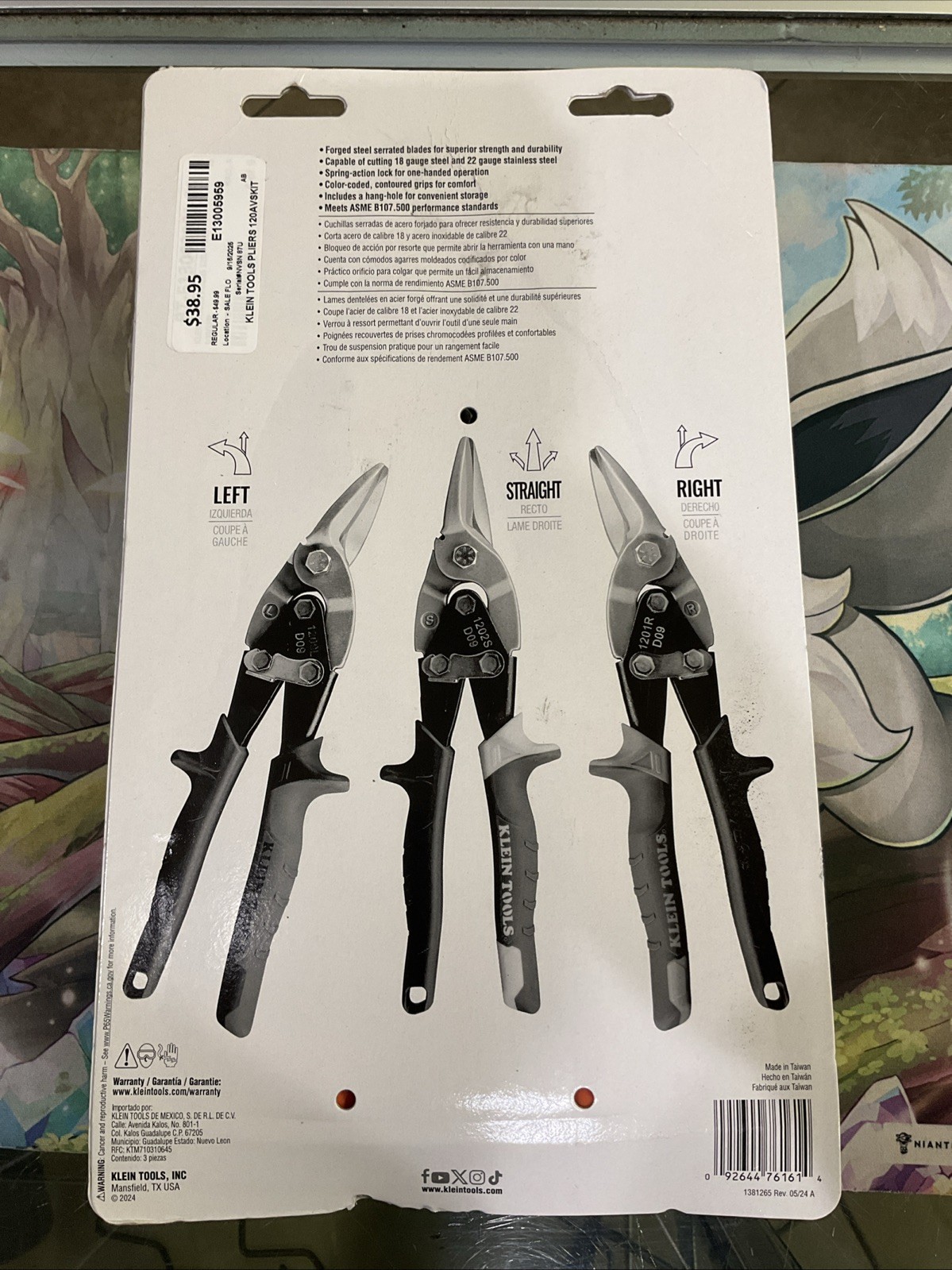 Klein Tools 120AVSKIT Aviation Snips, Left, Right, Straight, 3Pk NEW