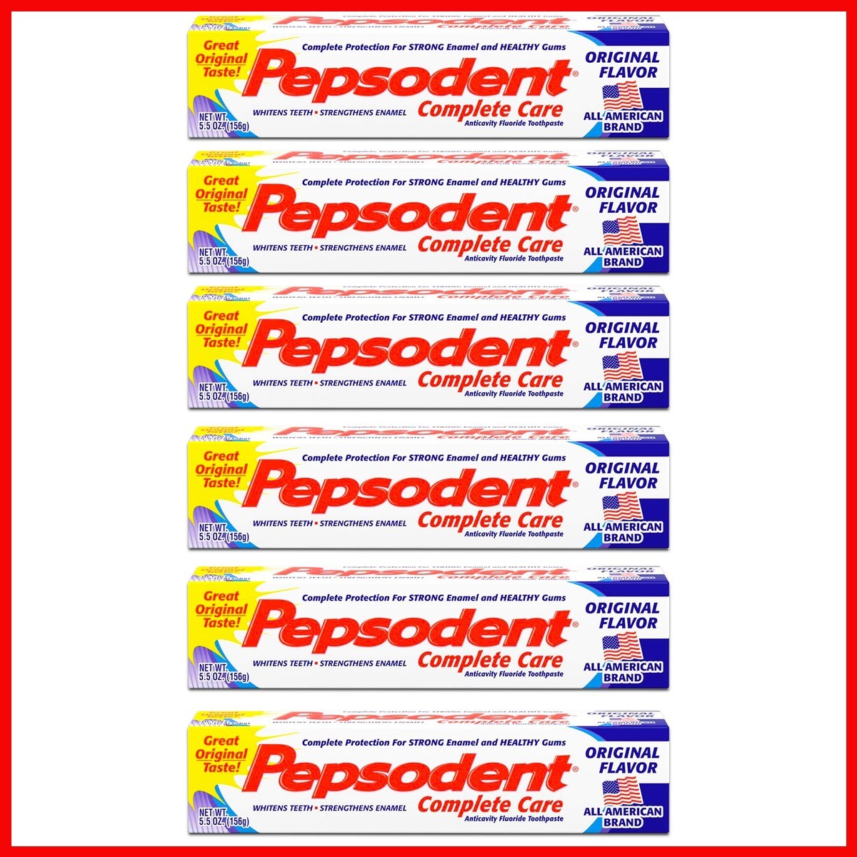 Pepsodent Complete Care Toothpaste Original Flavor 5.5 Oz Pack Of 6 1678Om176