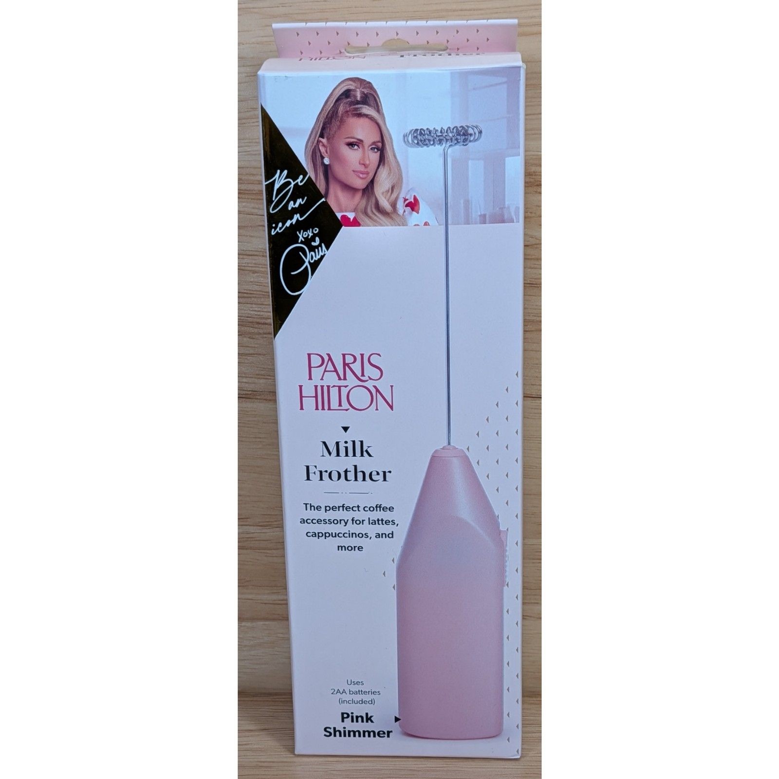 Paris Hilton Milk Frother Pink Shimmer Handheld Foam Maker – No Batteries
