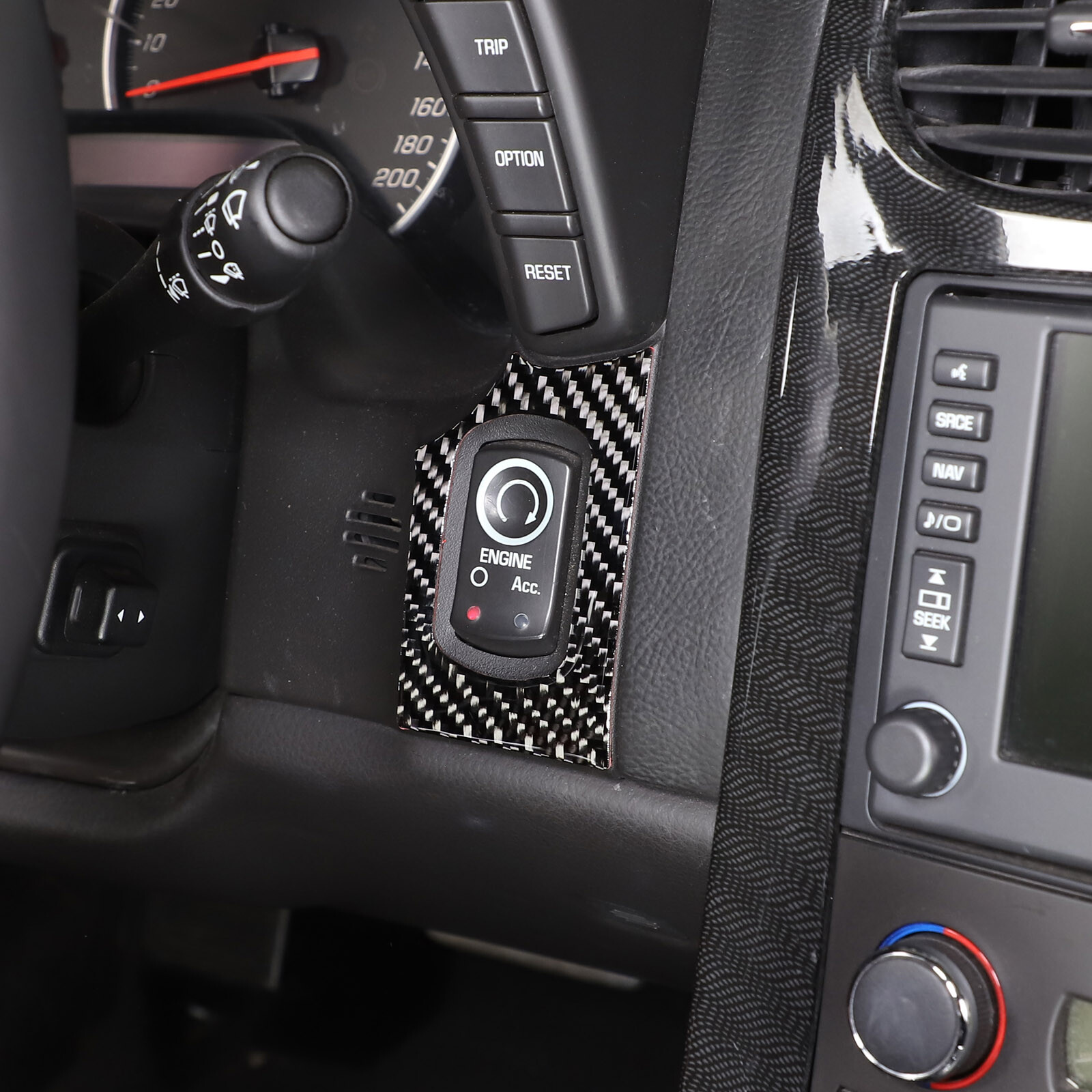 For Corvette C6 2005-2013 Carbon Fiber Engine Start Button Interior Trim Sticker