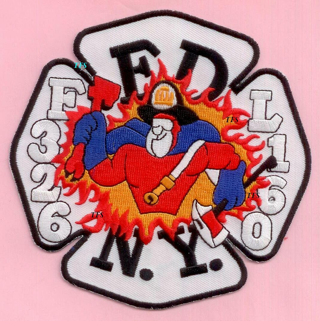 New York City Fire Dept Engine 326 Ladder 160 Patch Bud Man