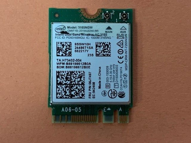 Intel Dual Band Wireless-AC 3165 - WiFi 5 & Bluetooth 4.0 3165NGW HP 806723-001