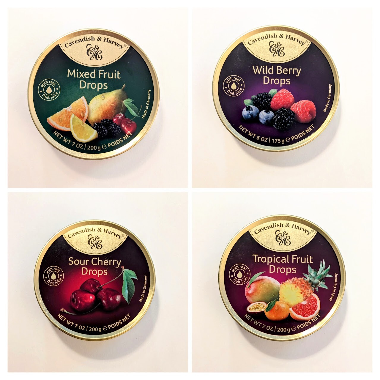 Cavendish & Harvey Hard Candy Drop Sour Cherry Wild Berry Tropical Fruit Mixed