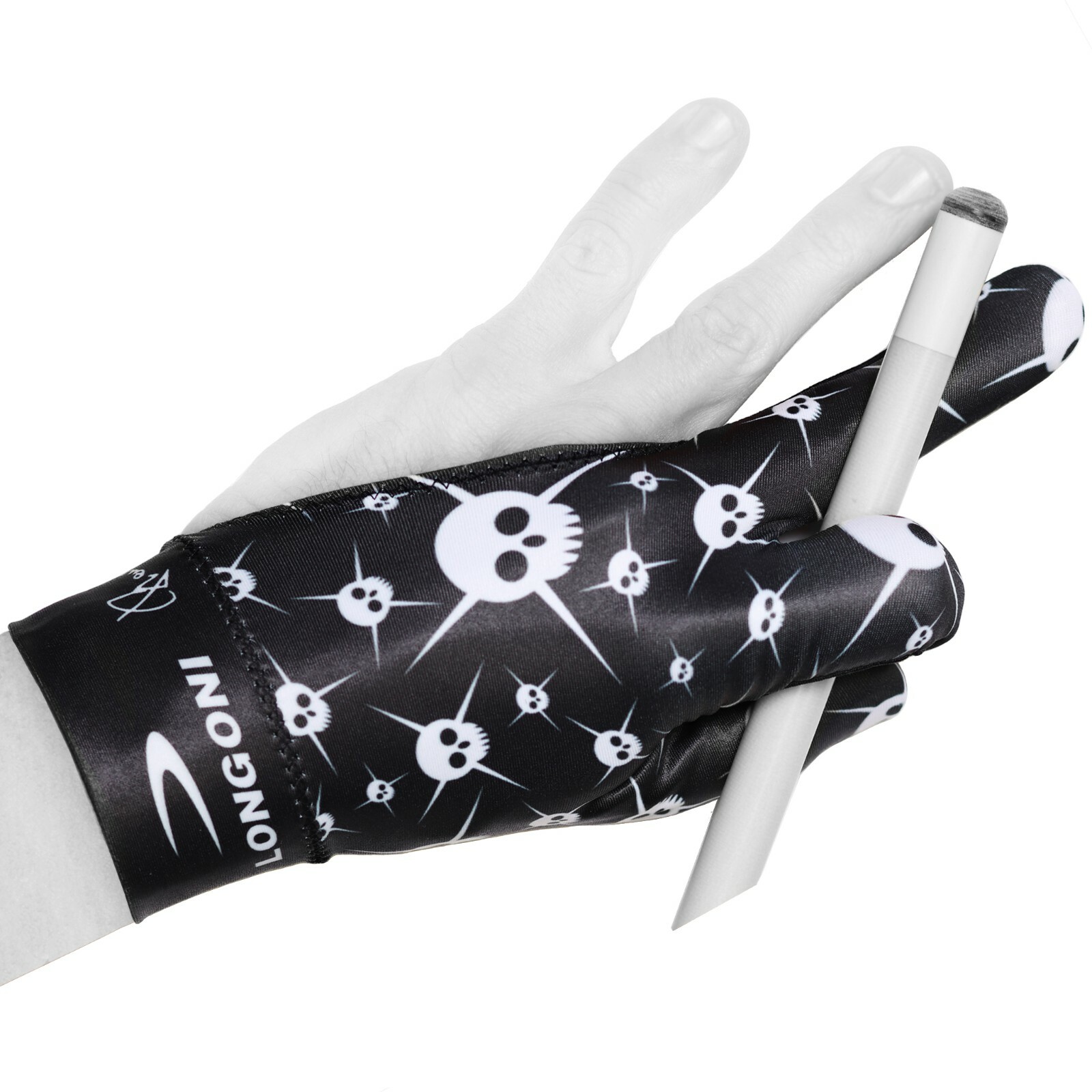 LONGONI Billiard POOL CUE GLOVE Fancy Skull 4 for Left hand + FREE SHIPPING!