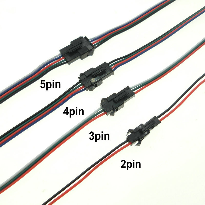 50 Pairs 2/3/4/5 Pin SM Plug Connector Cable Wire Male Female Connectors 150mm