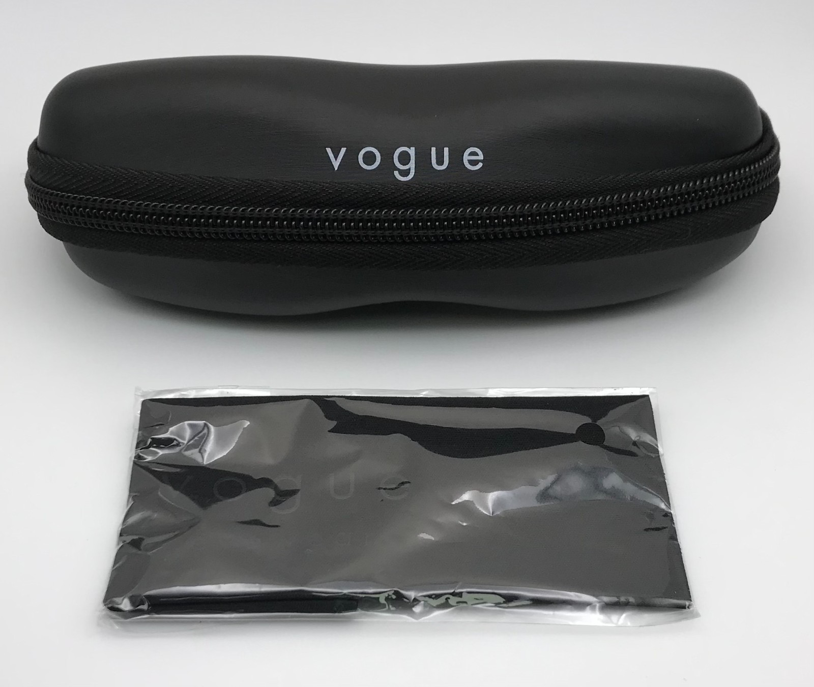 New Authentic Vogue Medium Black Semi-Hard Zipper Eyeglass/Sunglass Case